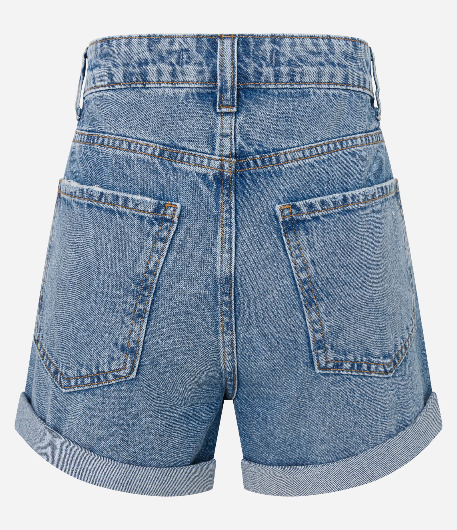 Short Mom em Jeans com Lacinhos Bordados e Barra Dobrada Azul 7
