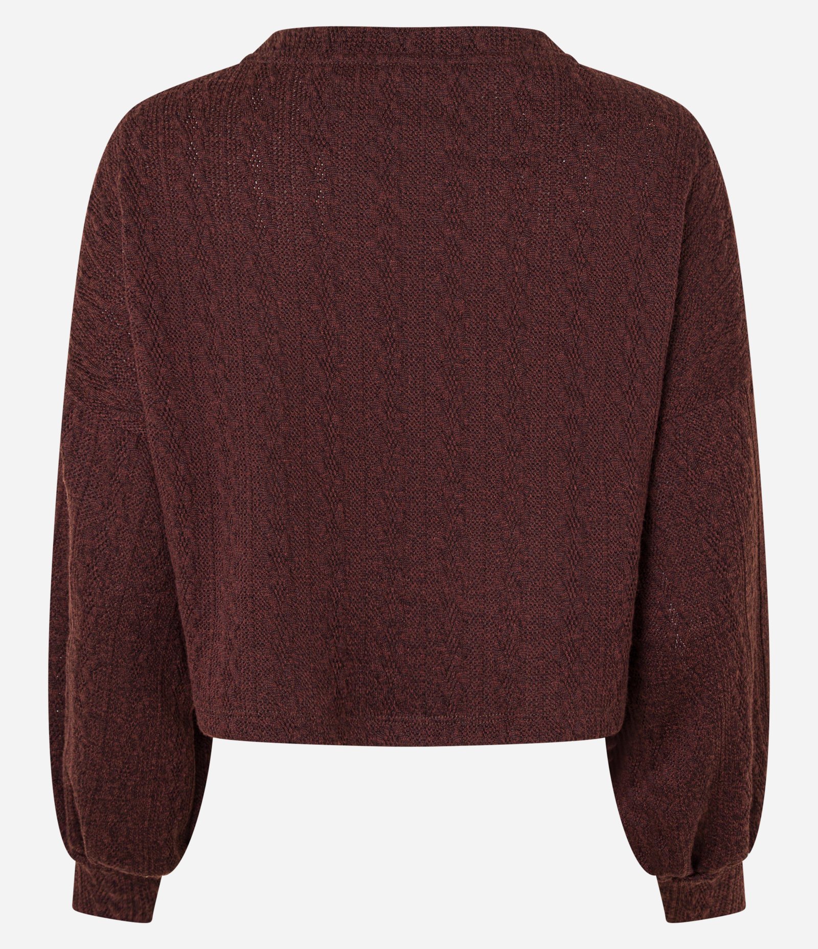 Suéter em Tricô com Ponto Diferenciado eManga Bufante Marrom 7