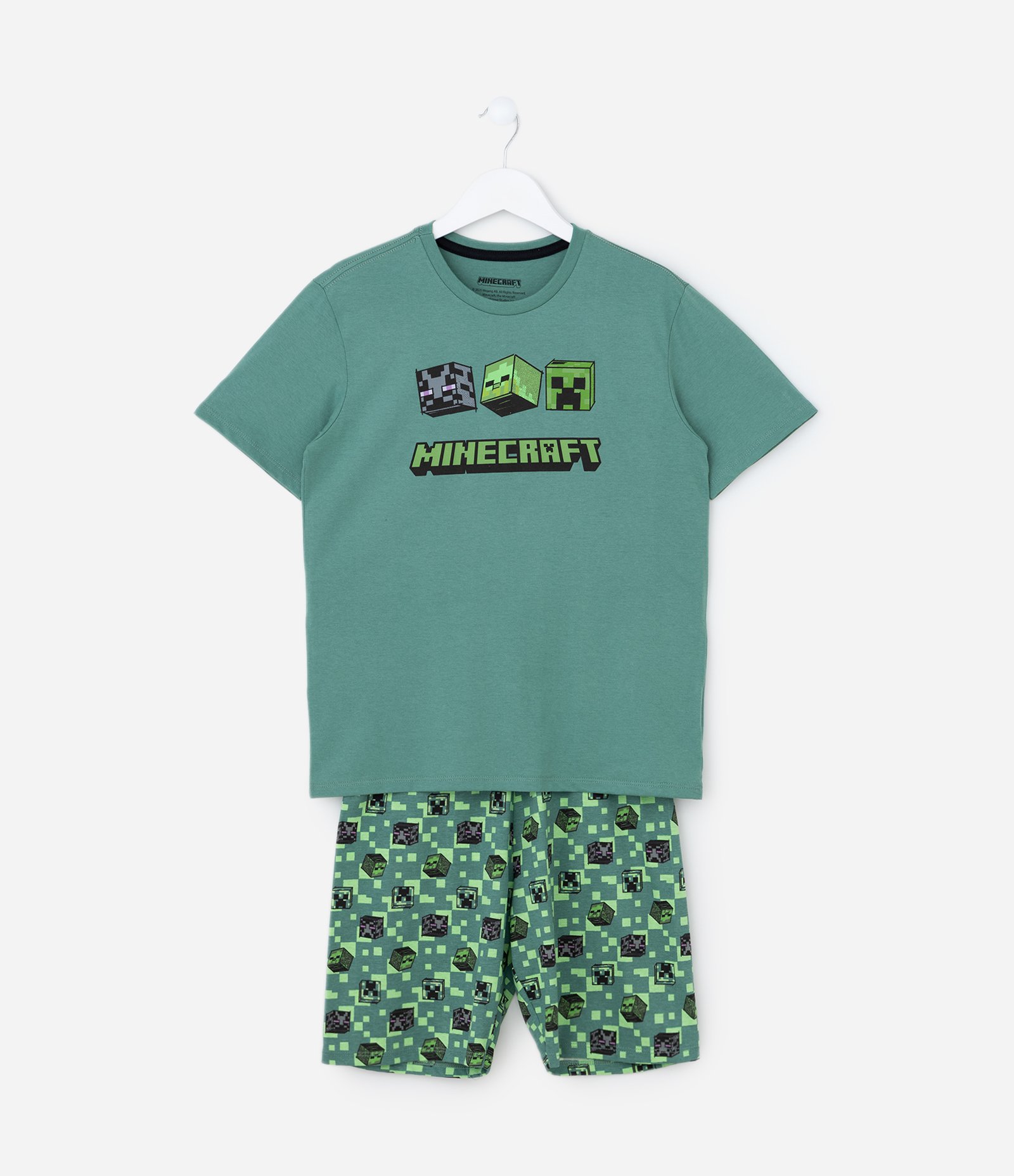 Pijama Infantil em Algodão Estampa Minecraft - Tam 5 a 14 Anos Verde 1