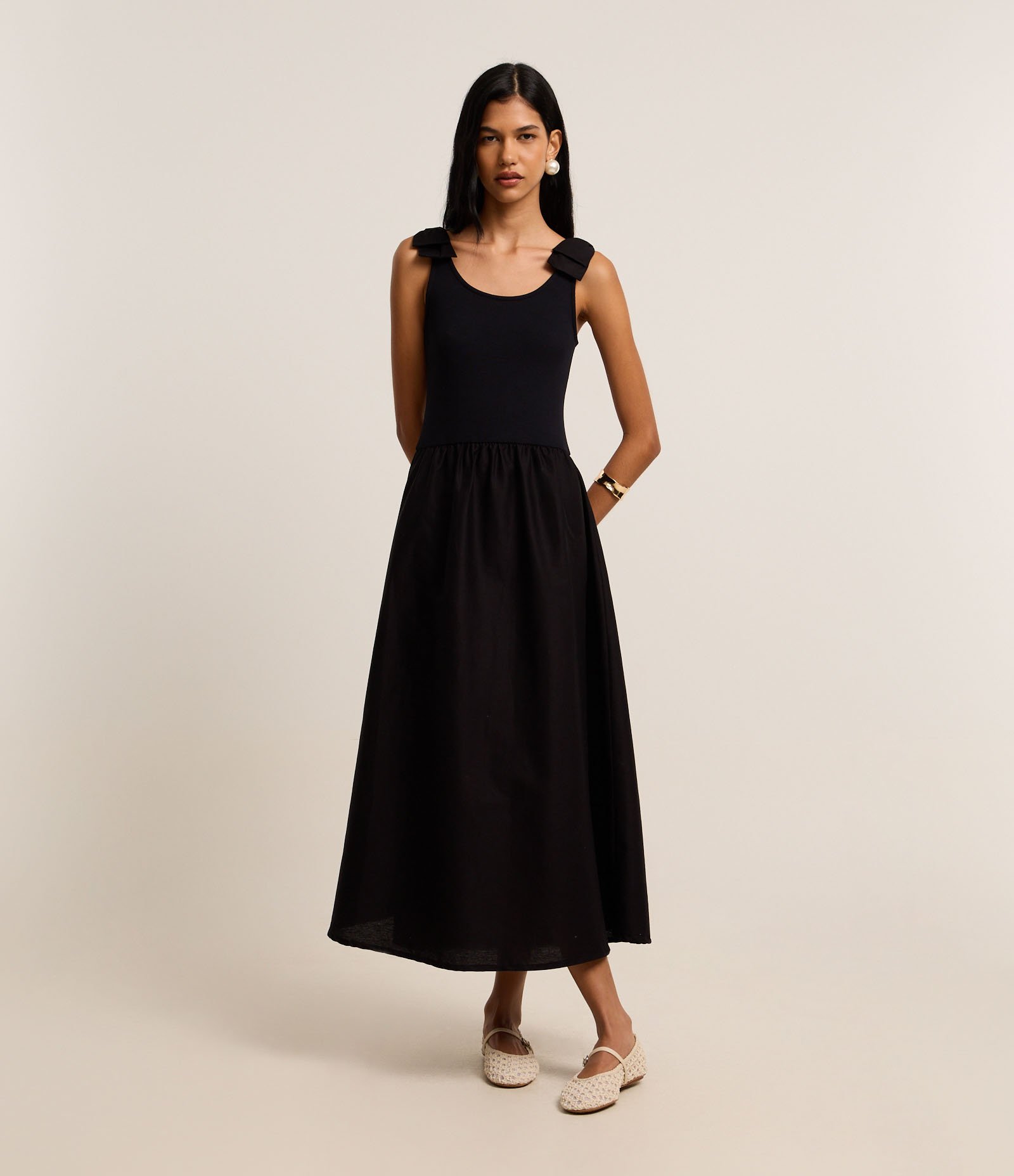 Vestido Midi em Ribana com Laço no Ombro 2