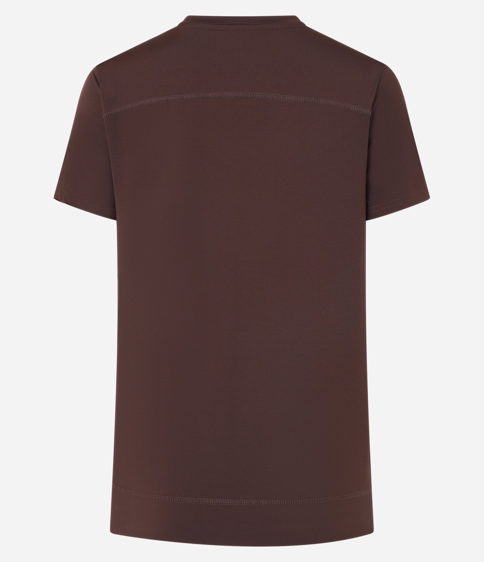 Camiseta Esportiva em Microfibra Furadinha com Barra Mullet Marrom 5