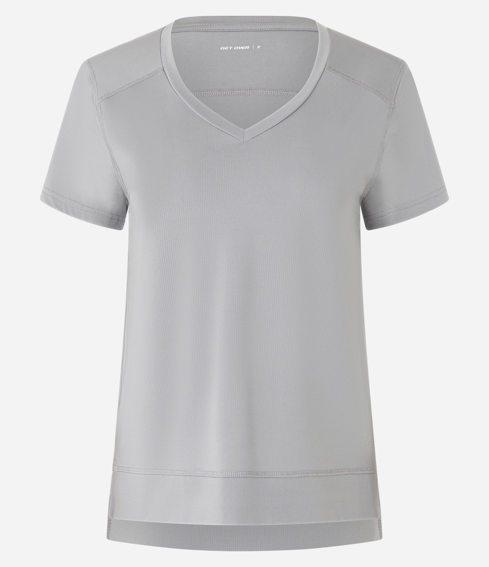 Camiseta Esportiva em Microfibra Furadinha com Barra Mullet Cinza 4