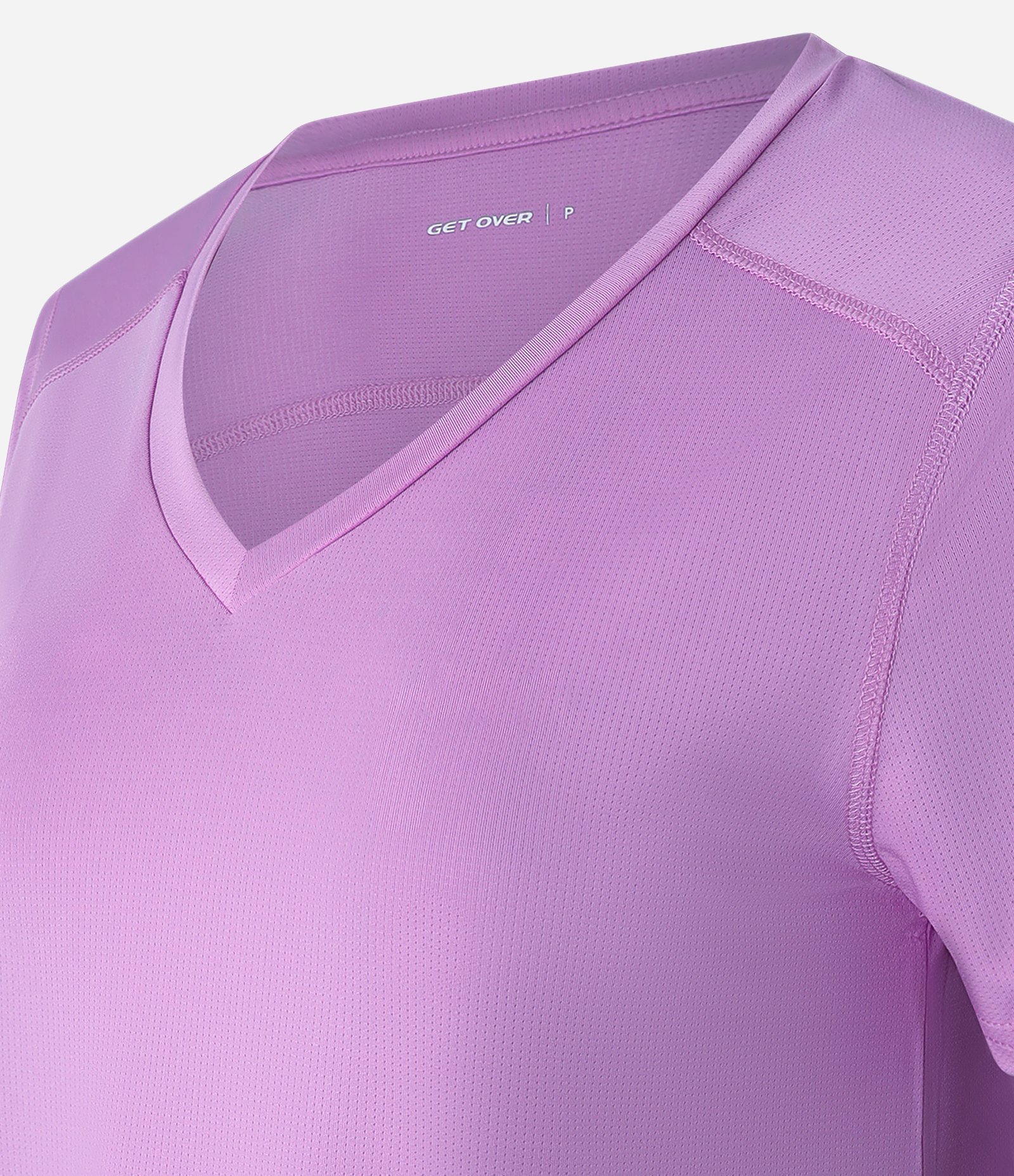Camiseta Esportiva em Microfibra Furadinha com Barra Mullet Roxo 6