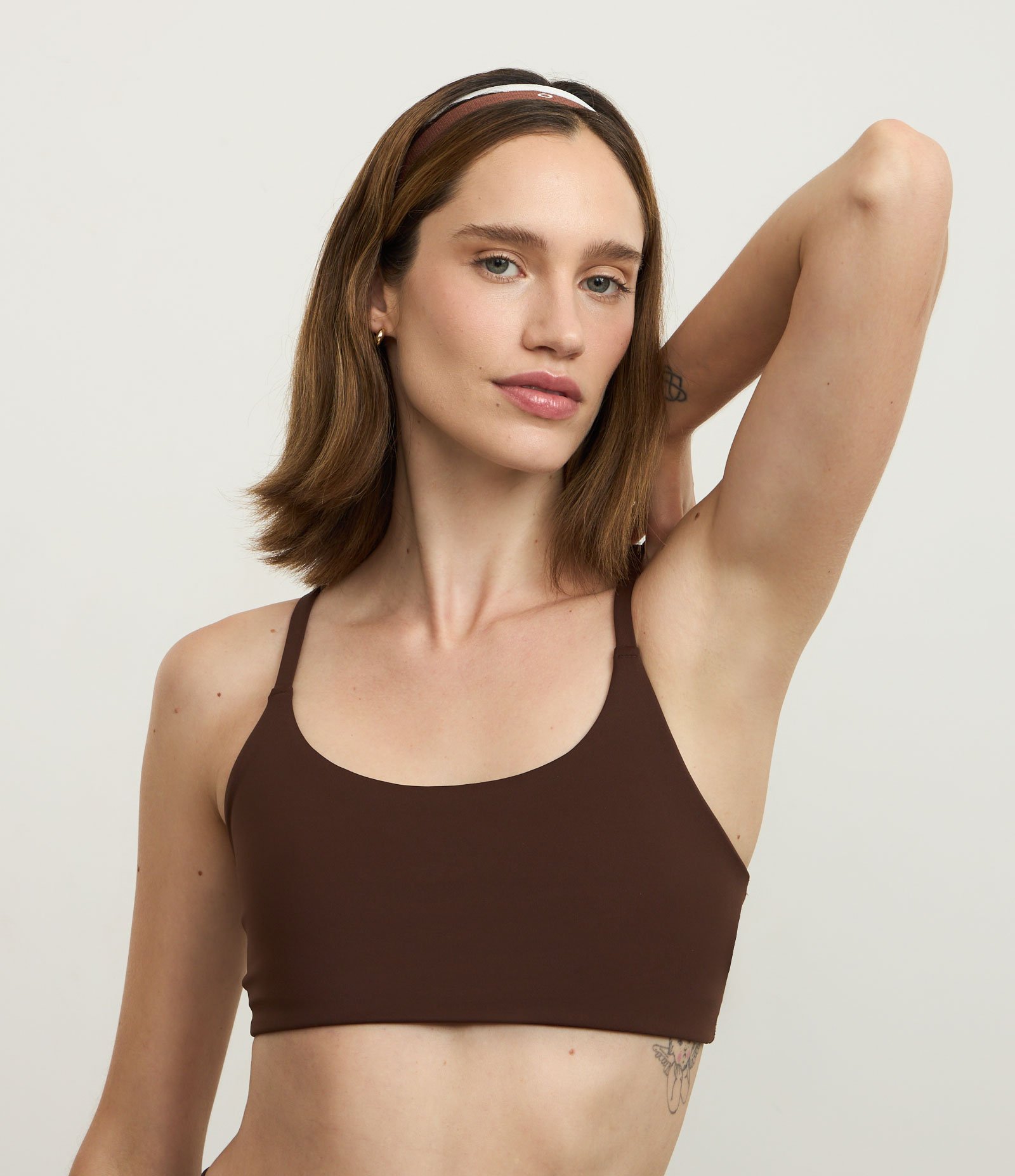 Top Esportivo Nadador sem Bojo em Poliamida Marrom 1