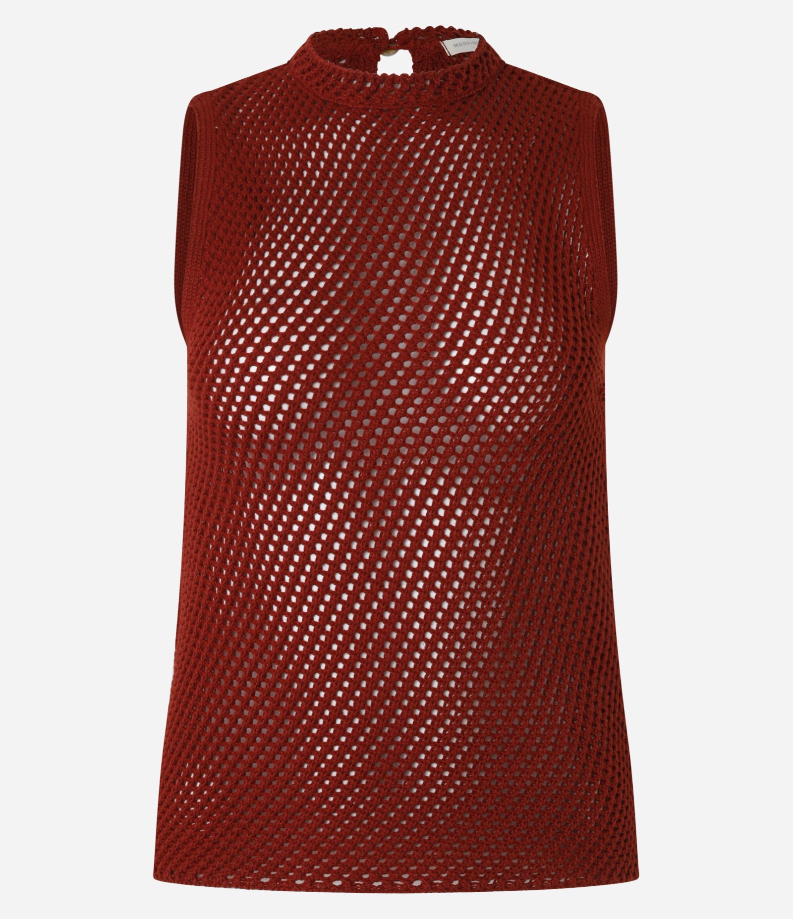 Blusa em Tricô com Ponto Vazado e Gola Alta Bordô 6