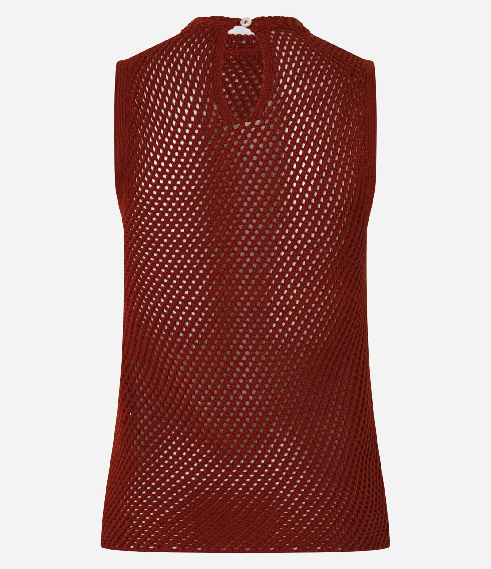 Blusa em Tricô com Ponto Vazado e Gola Alta Bordô 8