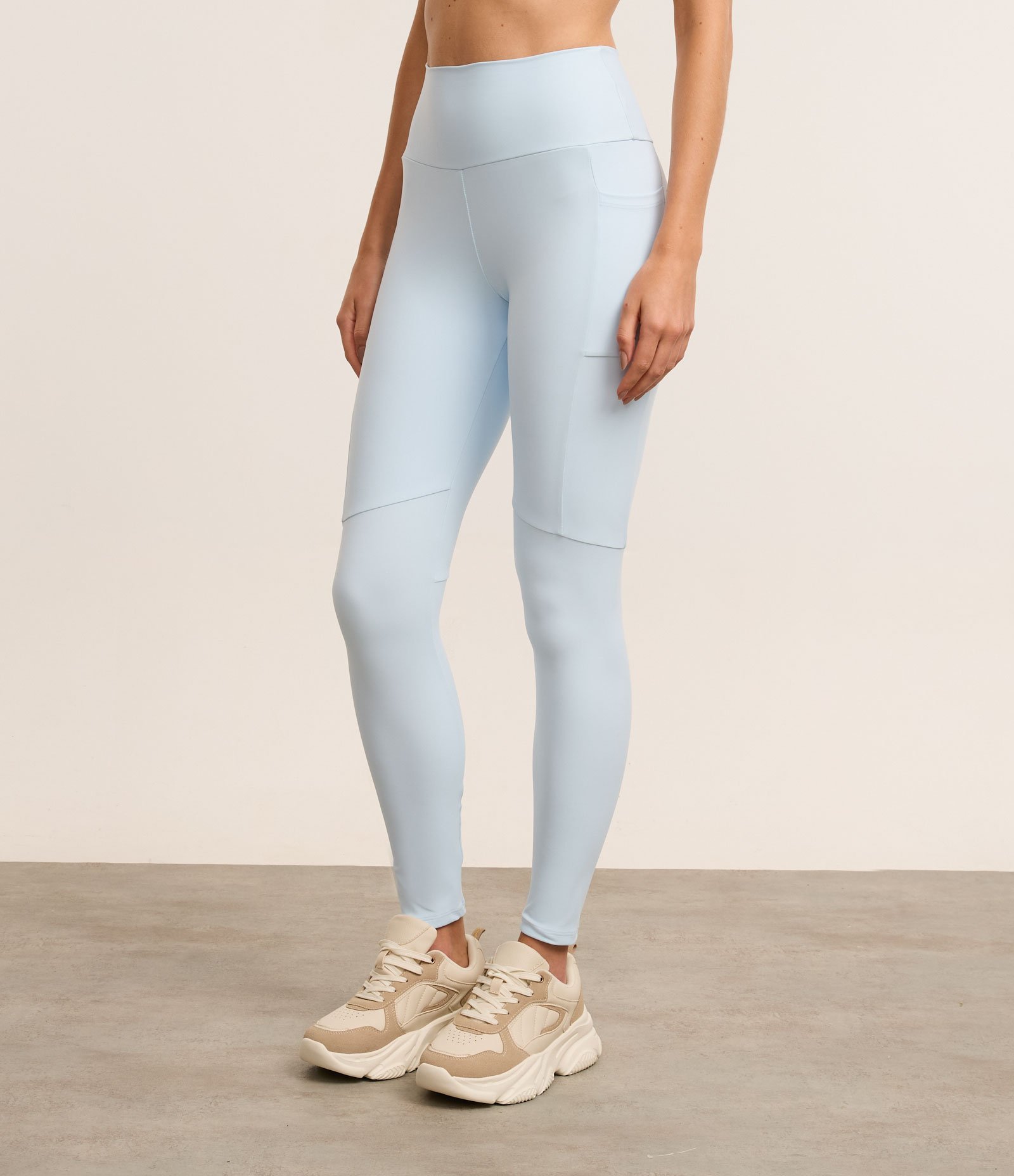 Calça Legging Esportiva em Microfibra Pesada com Cós em V Azul 2