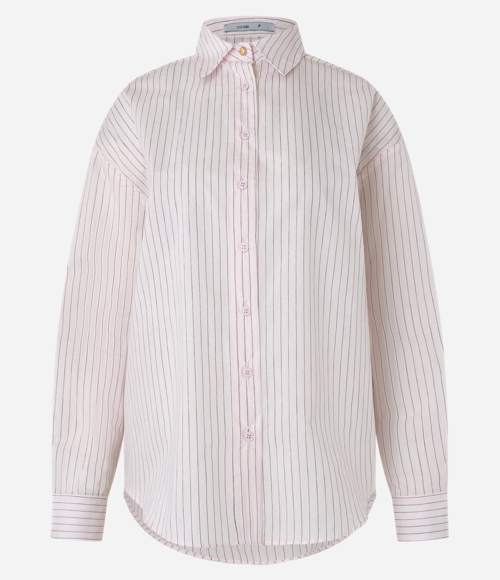 Camisa Oversized em Tricoline com Listras em Fio Tinto Rosa 9