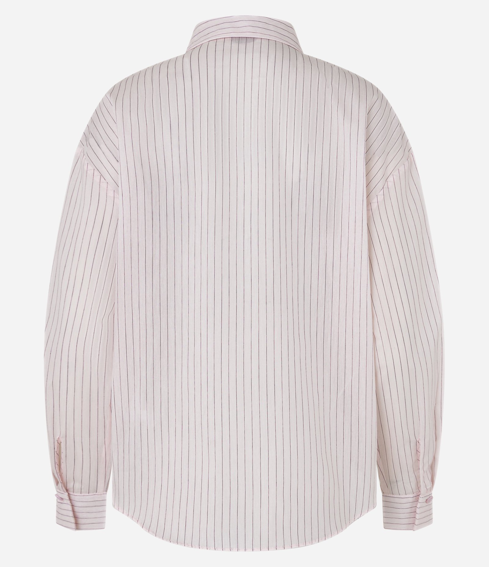 Camisa Oversized em Tricoline com Listras em Fio Tinto Rosa 10