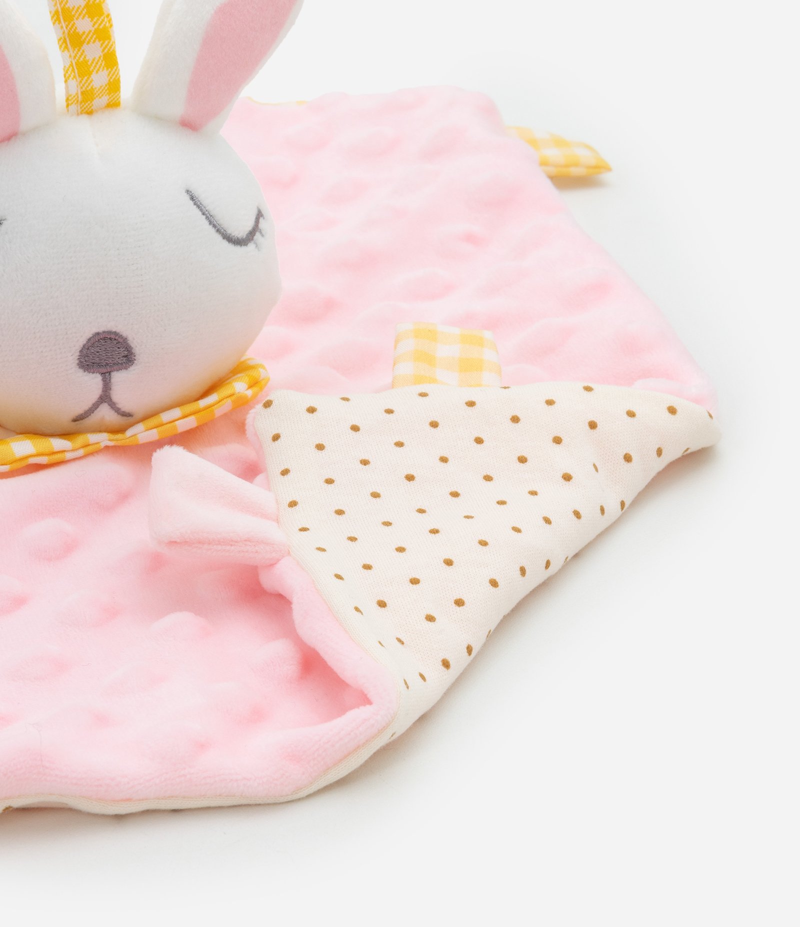 Naninha Infantil em Plush Carinha de Coelha - Tam Único Rosa 4