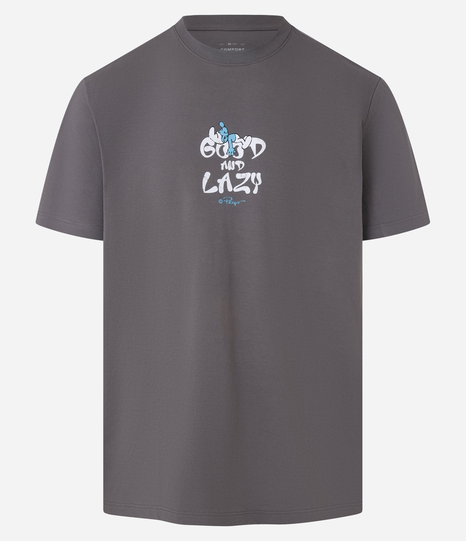 Camiseta Comfort em Algodão com Estampa dos Smurfs Cinza 5