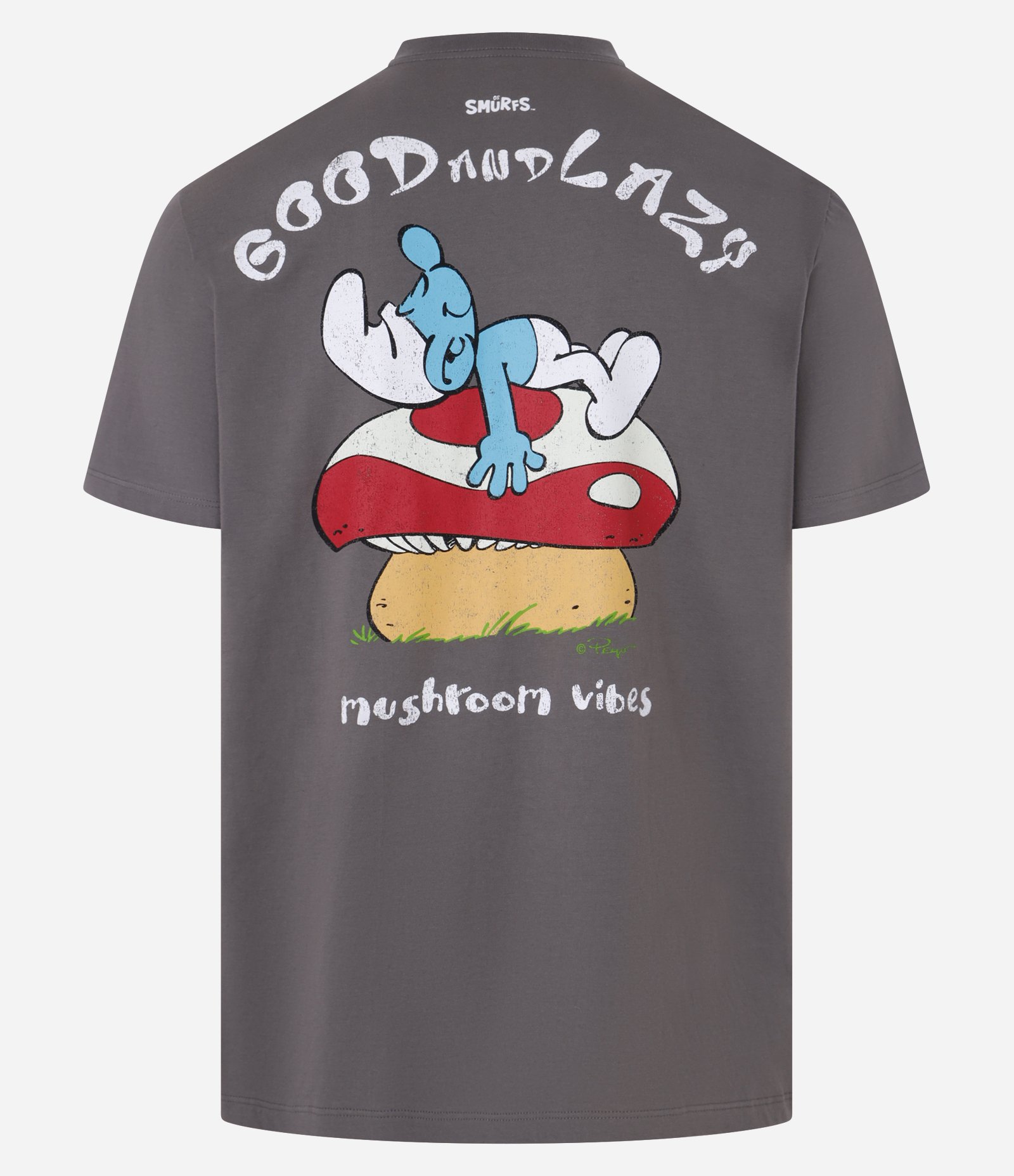 Camiseta Comfort em Algodão com Estampa dos Smurfs Cinza 6
