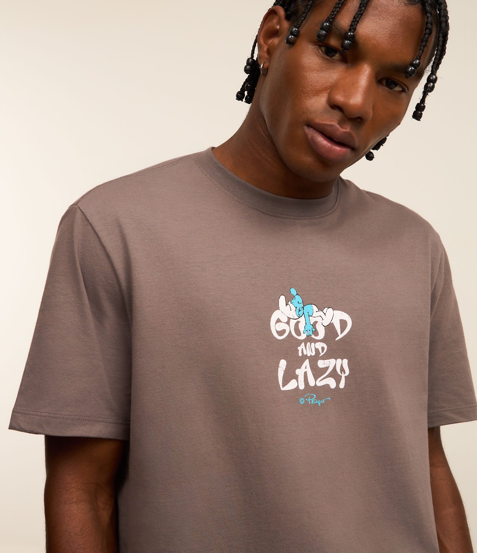 Camiseta Comfort em Algodão com Estampa dos Smurfs Cinza 4