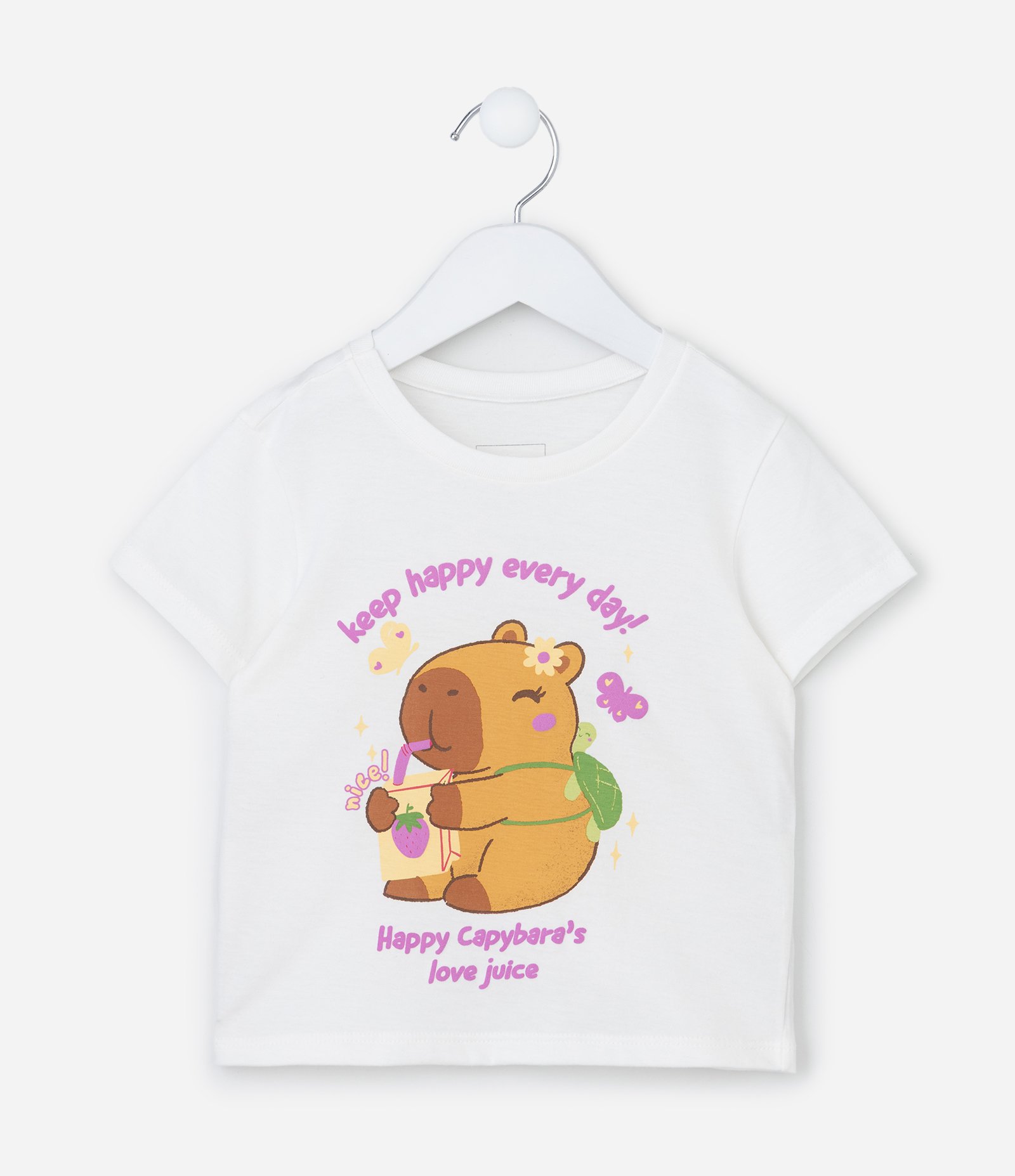 Blusa Infantil com Estampa Capivara - Tam 1 a 6 Anos Branco 1