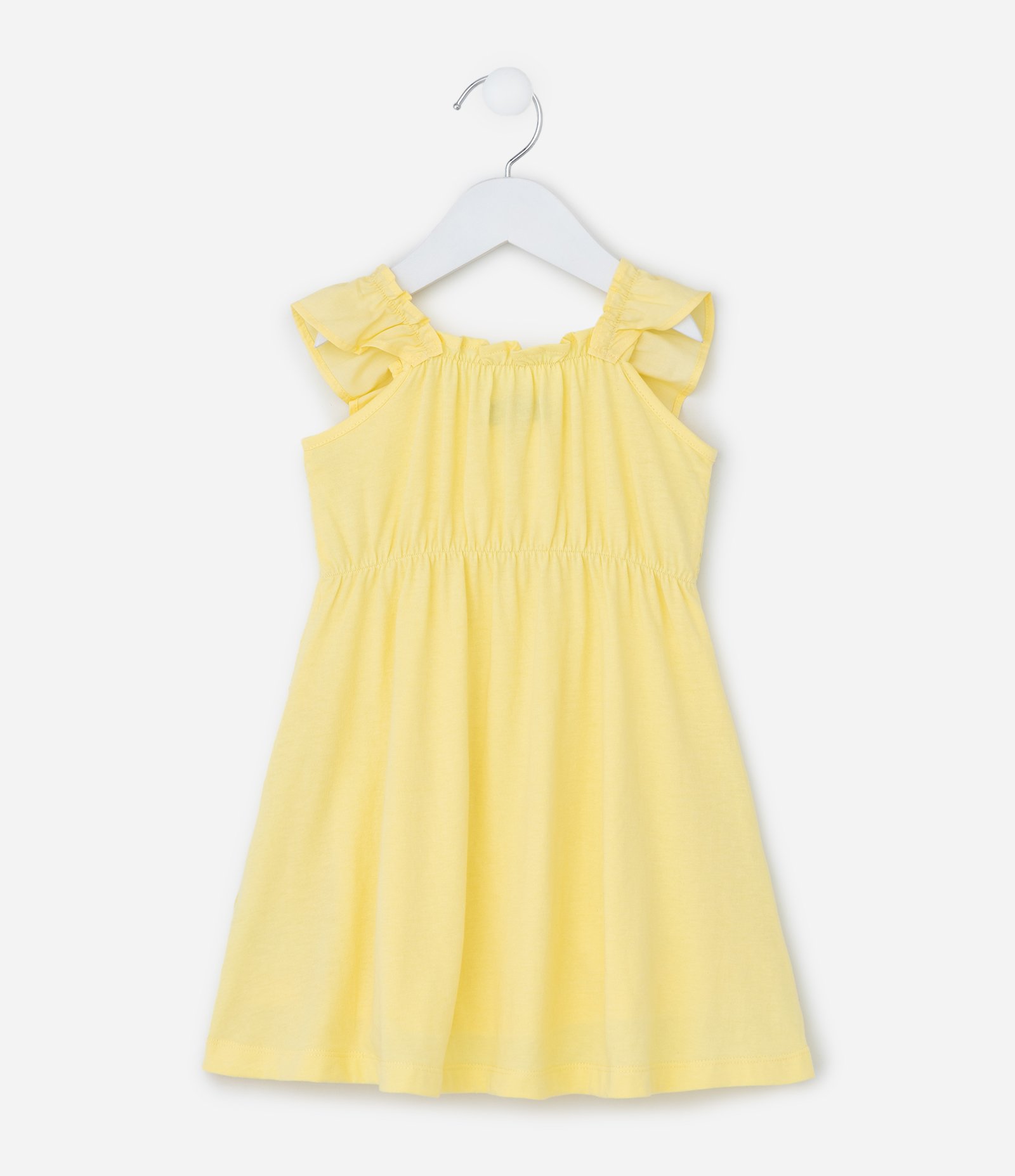 Vestido Infantil Bordado com Alcinha de Babado - Tam 1 a 6 anos Amarelo 2
