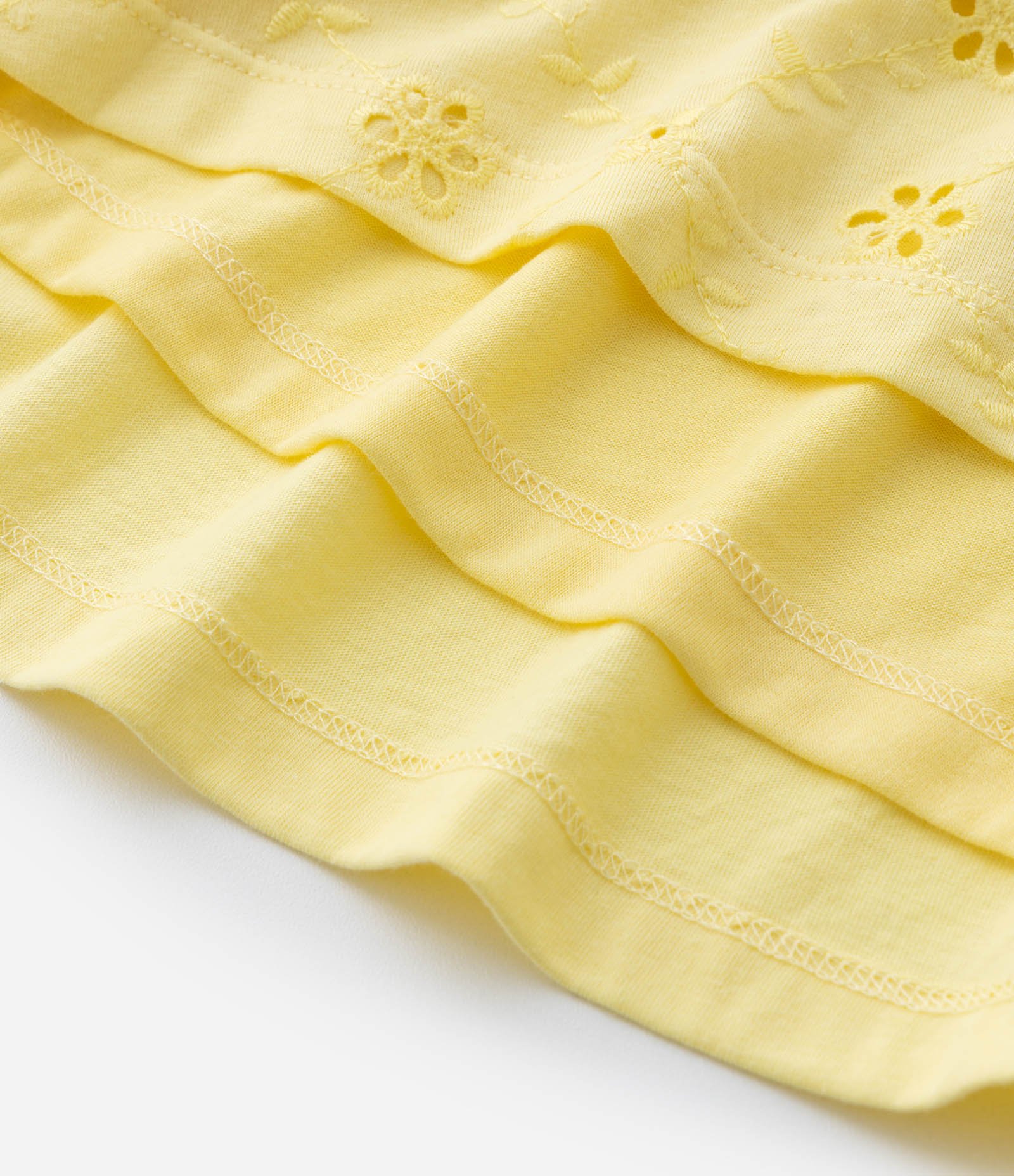 Vestido Infantil Bordado com Alcinha de Babado - Tam 1 a 6 anos Amarelo 5