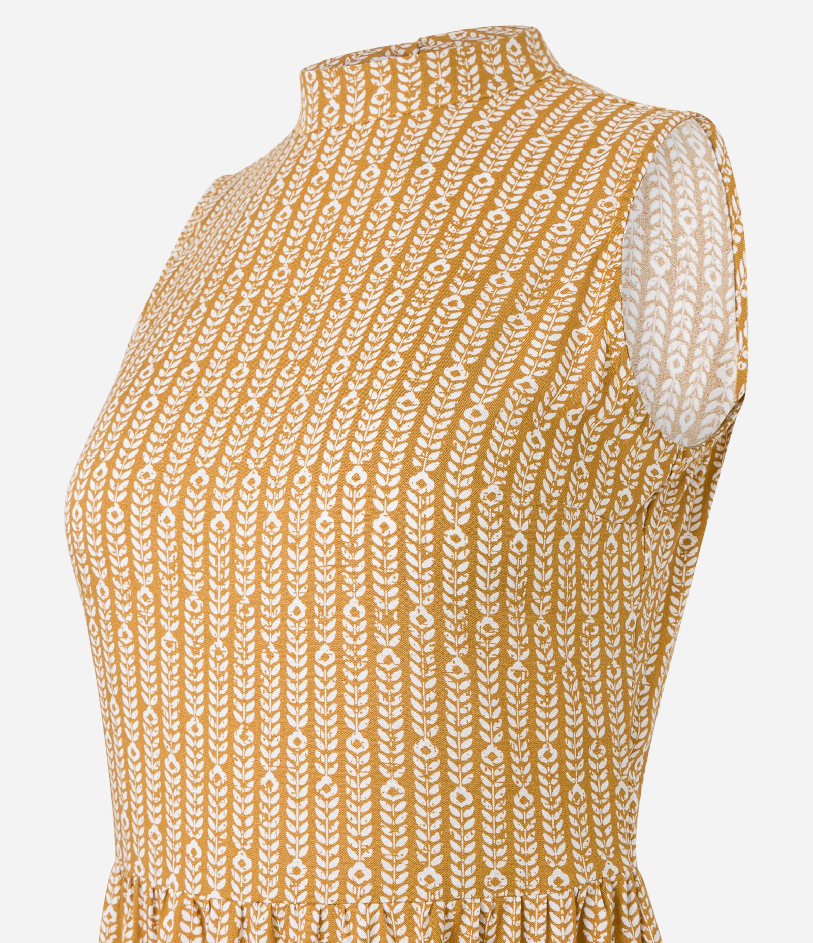 Vestido Evasê Longo em Viscose com Estampa Ramos de Flor Bicolor 6