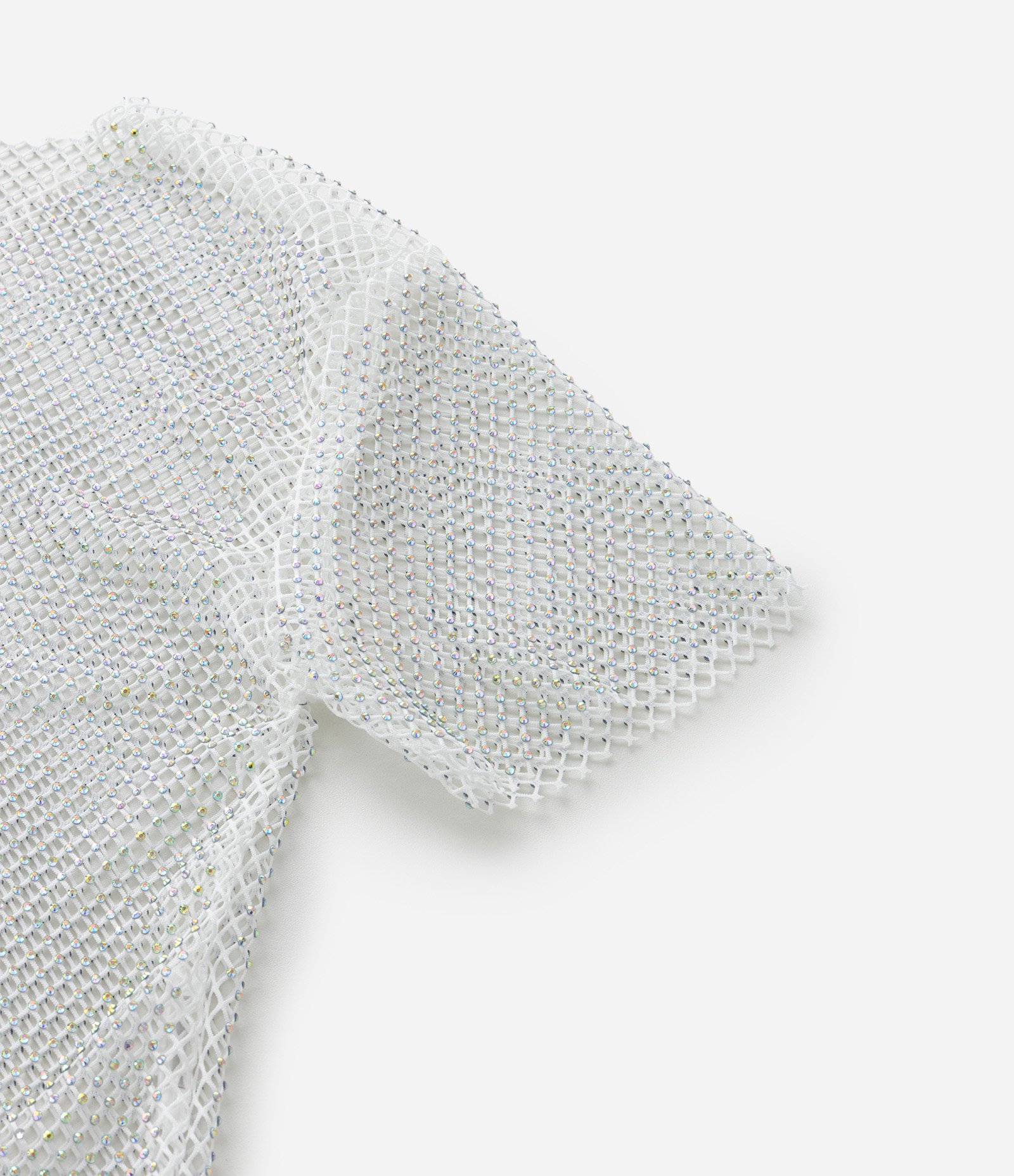 Blusa Cropped Infantil com Tela Brilhosa - Tam 5 a 14 Anos Branco 4