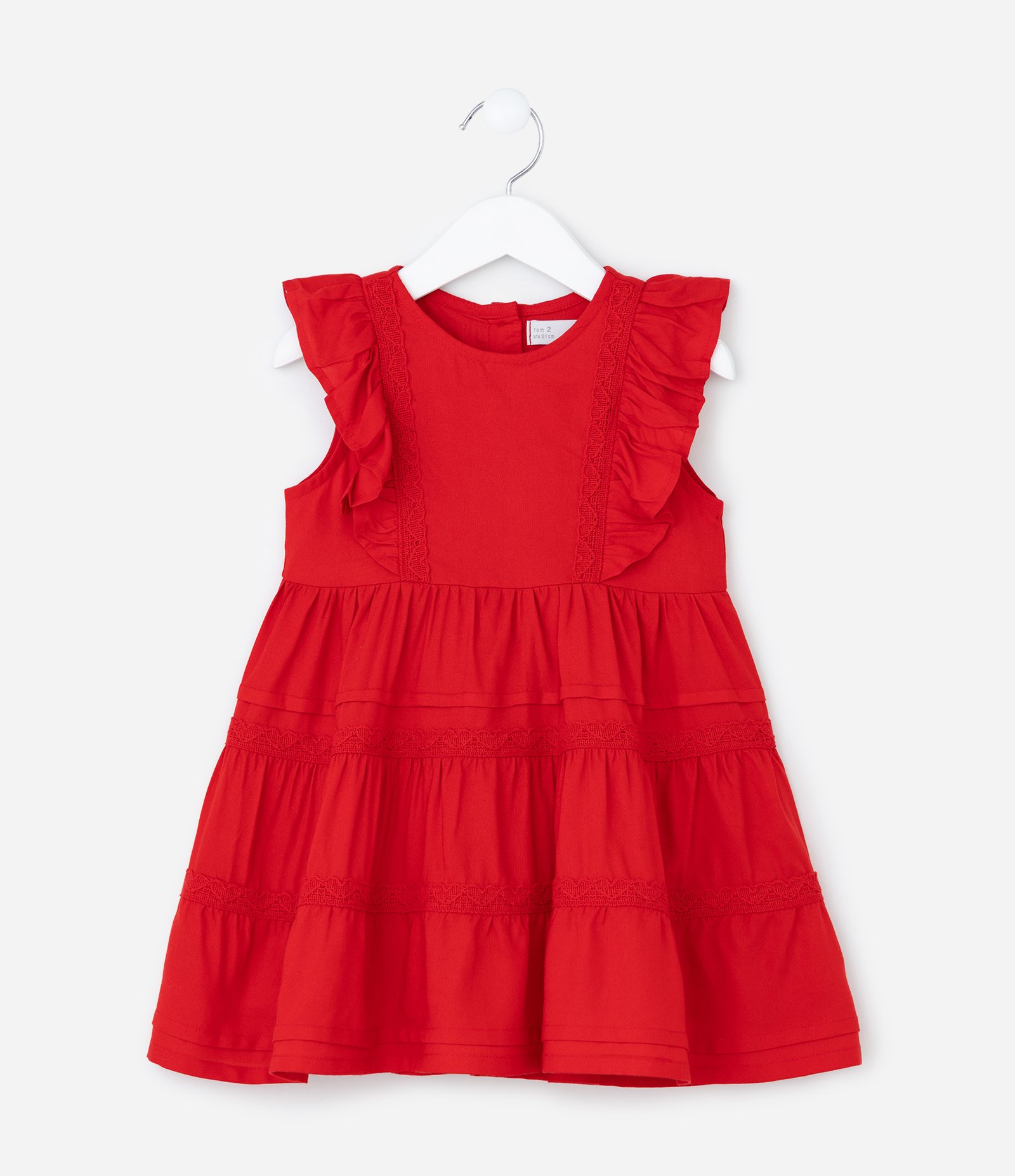 Vestido Infantil em Viscose sem Manga - Tam 1 a 6 Anos Vermelho 1