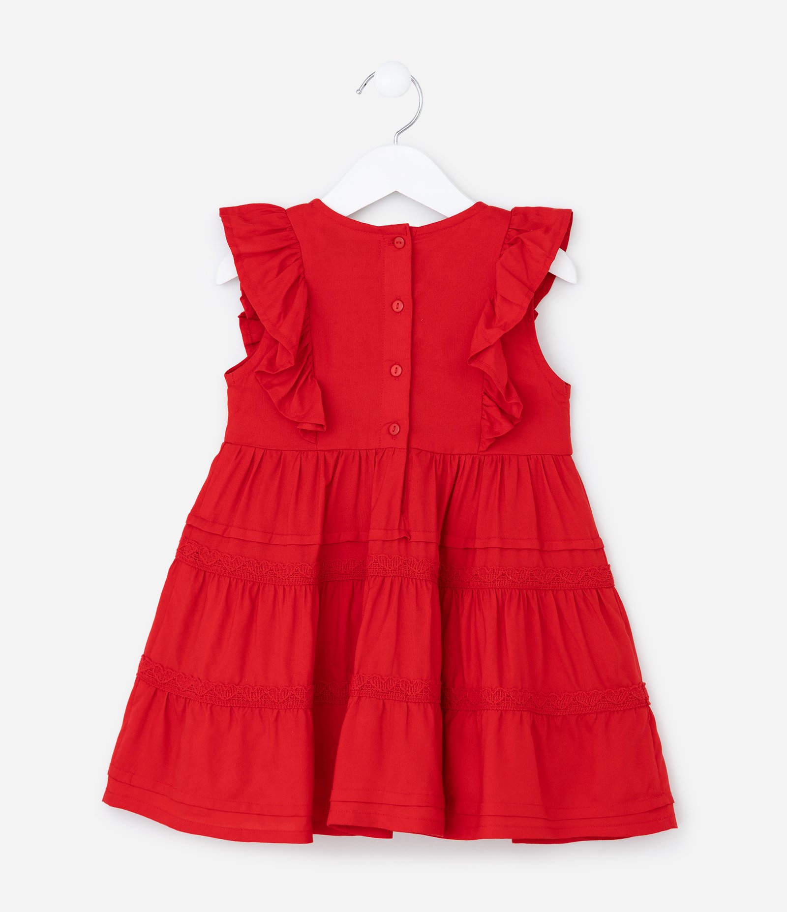 Vestido Infantil em Viscose sem Manga - Tam 1 a 6 Anos Vermelho 2