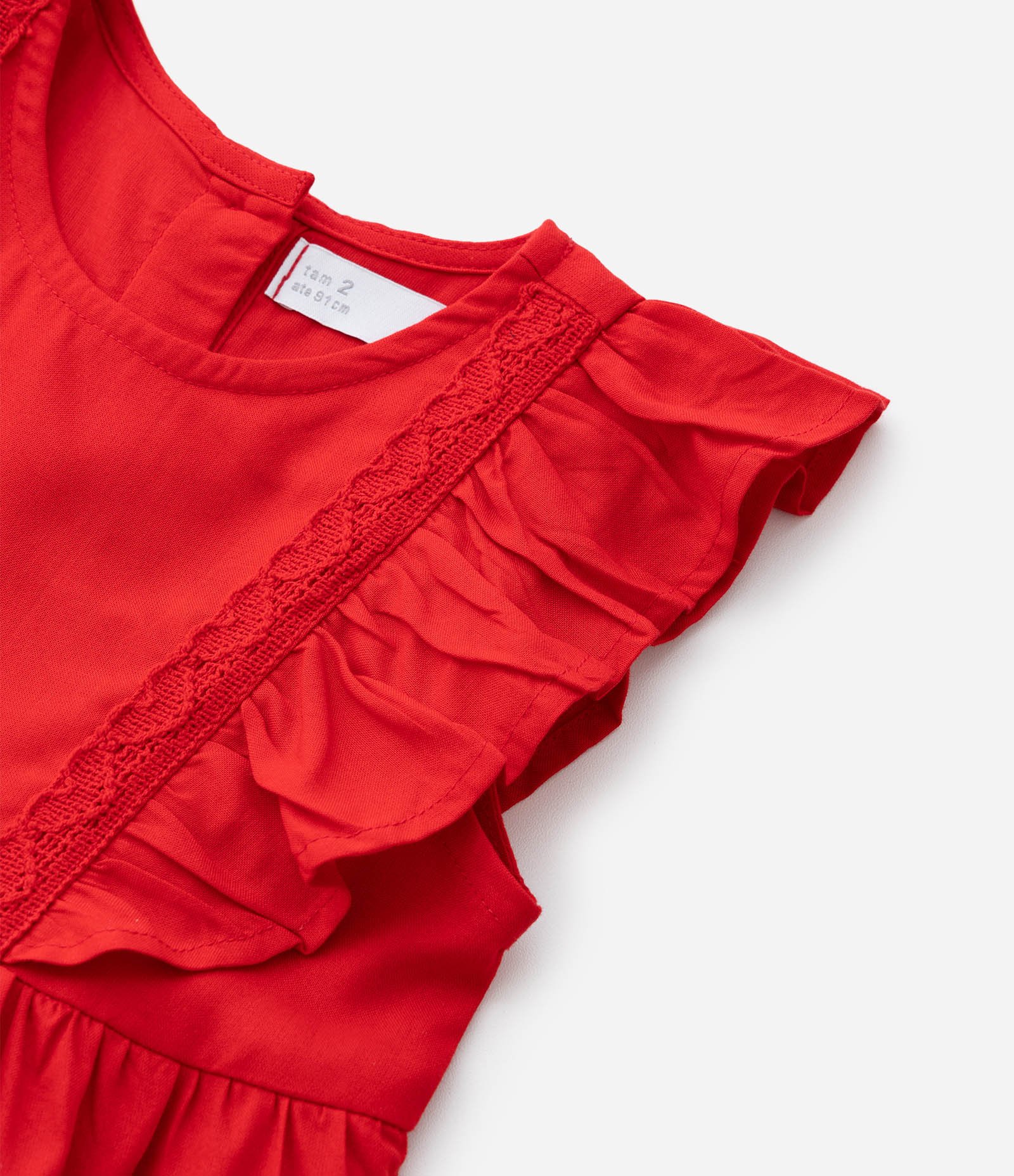 Vestido Infantil em Viscose sem Manga - Tam 1 a 6 Anos Vermelho 7
