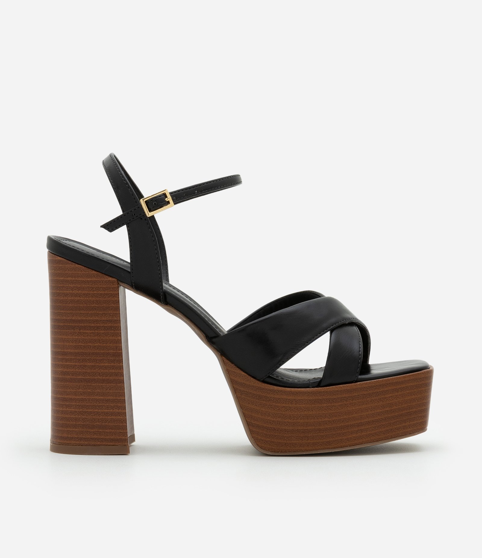 Sandália Meia Pata com Tiras Cruzadas e Salto Super Alto Preto 1