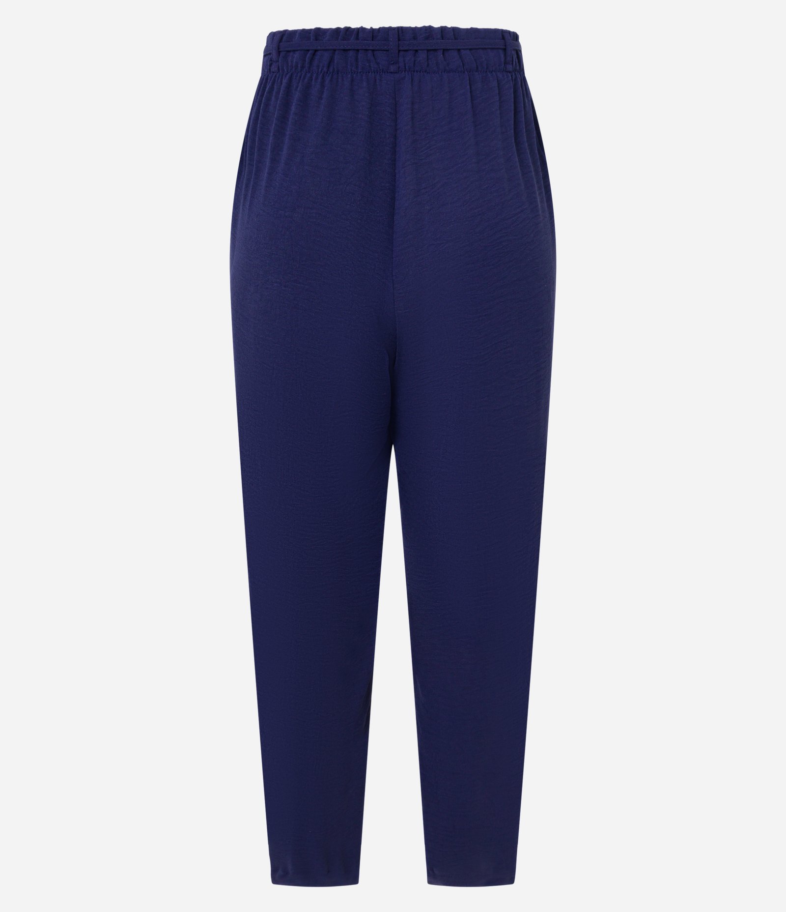 Calça Cenoura Cintura Alta em Airflow com Amarração Azul Marinho 6