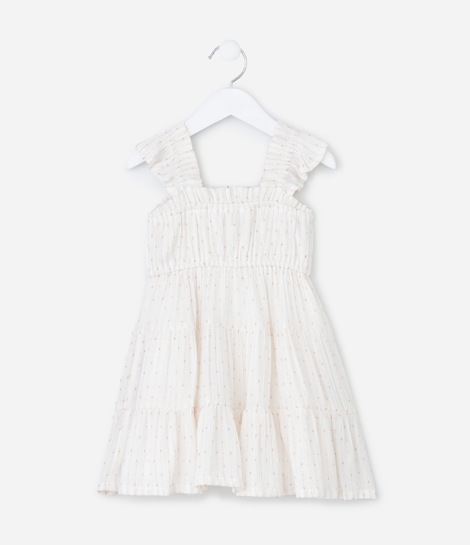 Vestido Infantil de Alcinha com Detalhes Franzidos - Tam 1 a 6 Anos Branco 2