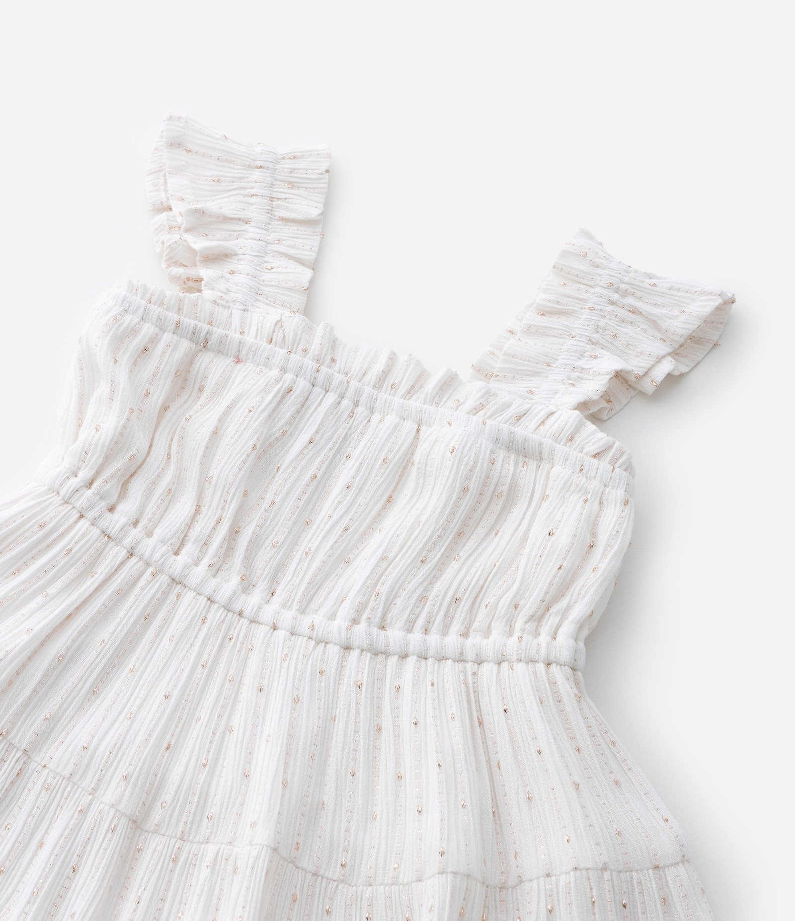 Vestido Infantil de Alcinha com Detalhes Franzidos - Tam 1 a 6 Anos Branco 7