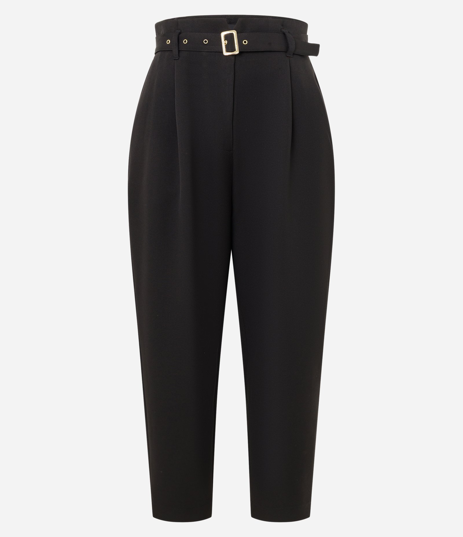 Calça Cenoura Alfaiatada Cintura Alta com Cinto Afivelado Preto 5