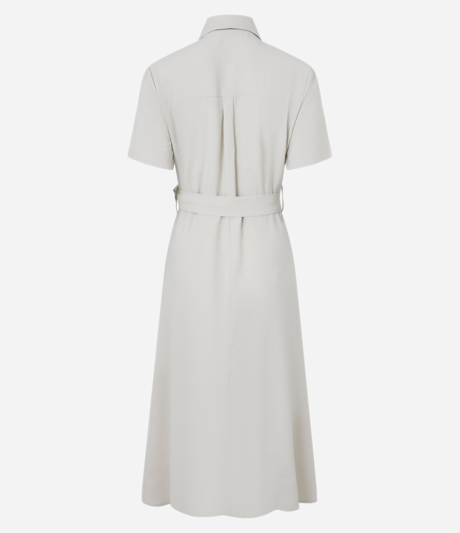 Vestido Midi em Sarja com Bolsos Utilitários e Amarração Branco 6