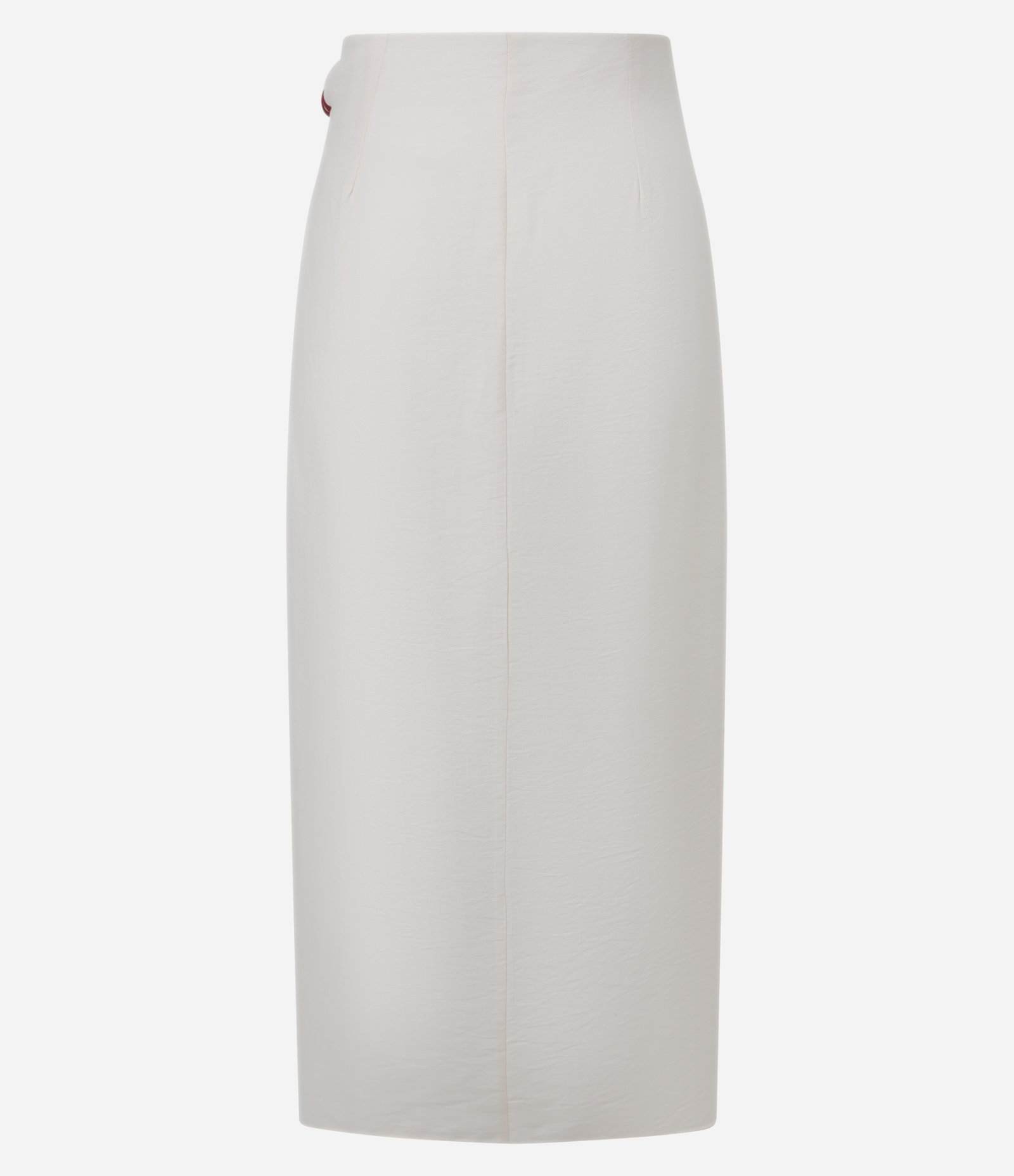 Saia Midi Reta em Crepe com Transpasse e Aviamento de Bolotas na Lateral Off White 8