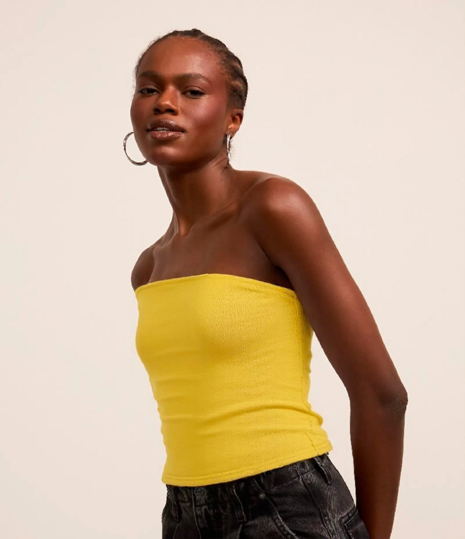 Blusa em Cotton com Franzidos Laterais Amarelo 1