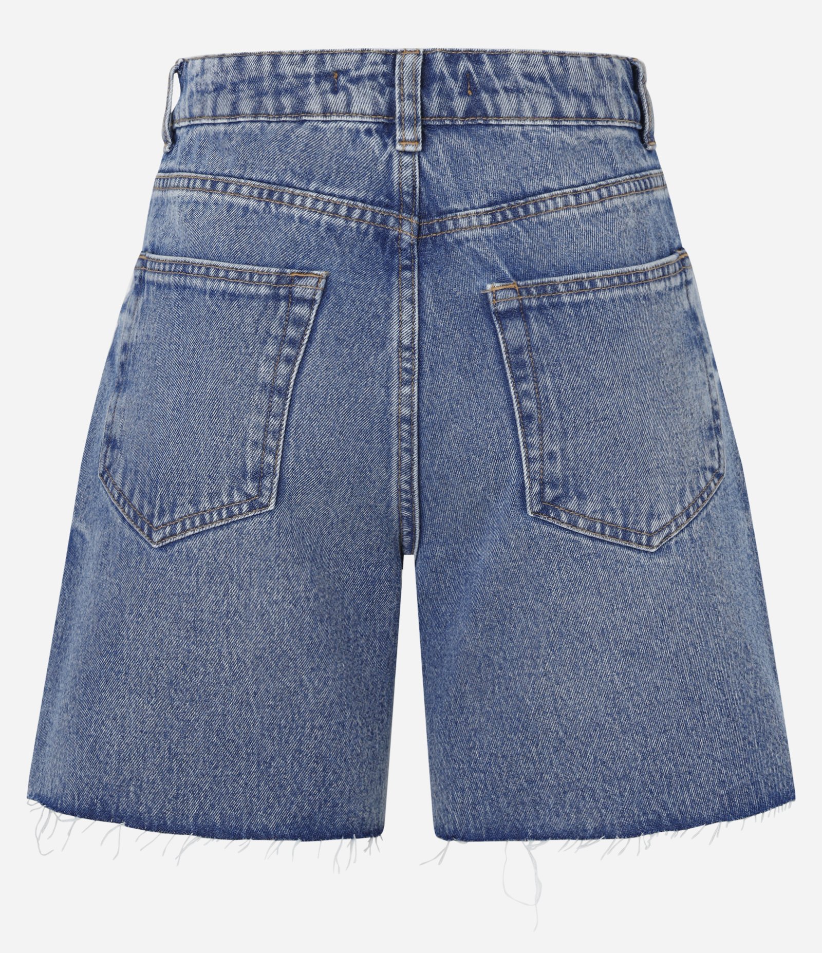 Bermuda em Jeans com Bordado de Tricô no Bolso Azul 7