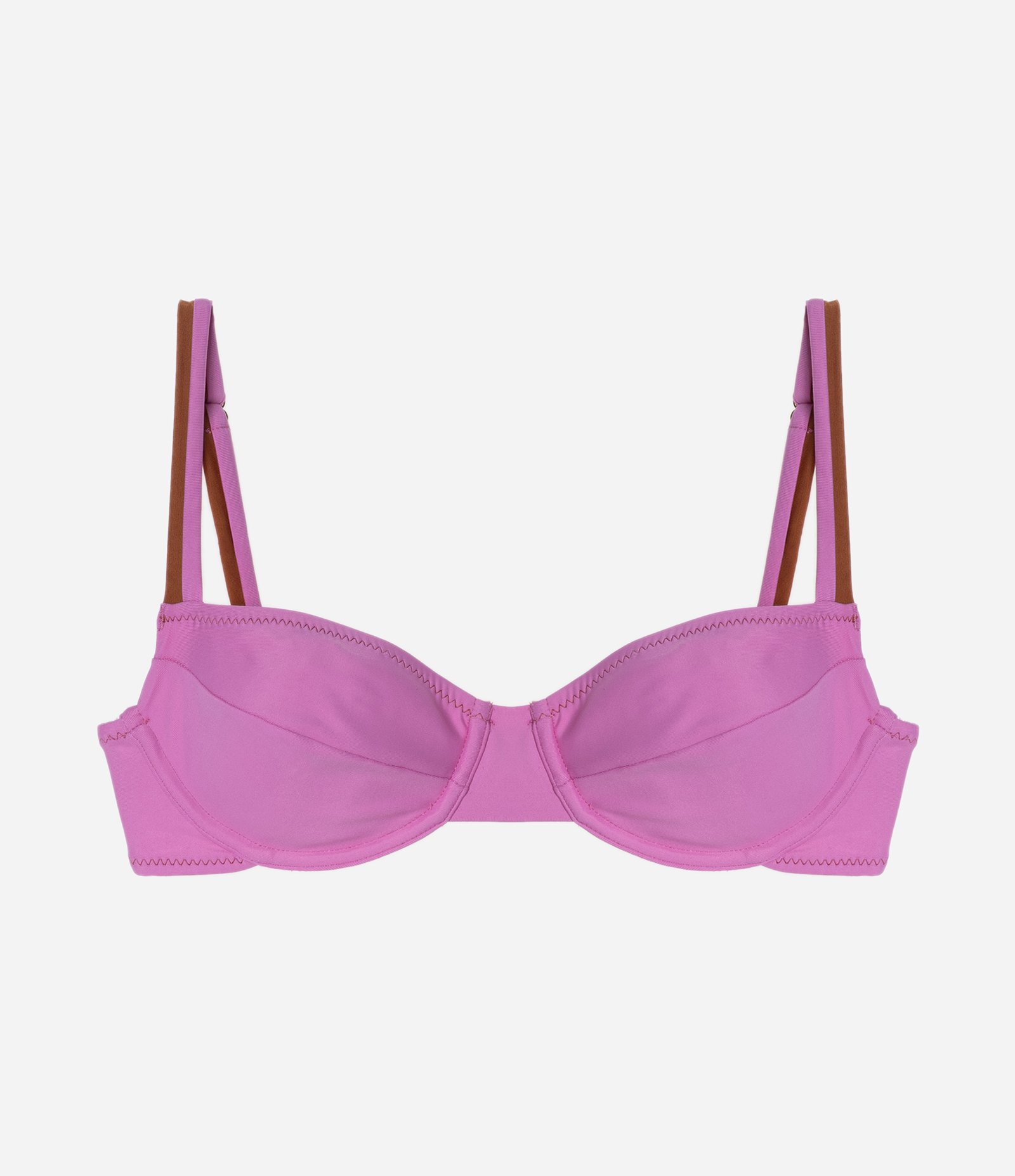 Biquíni Top Meia Taça com Alça Dupla e Costura em Fio Metalizado Rosa 5