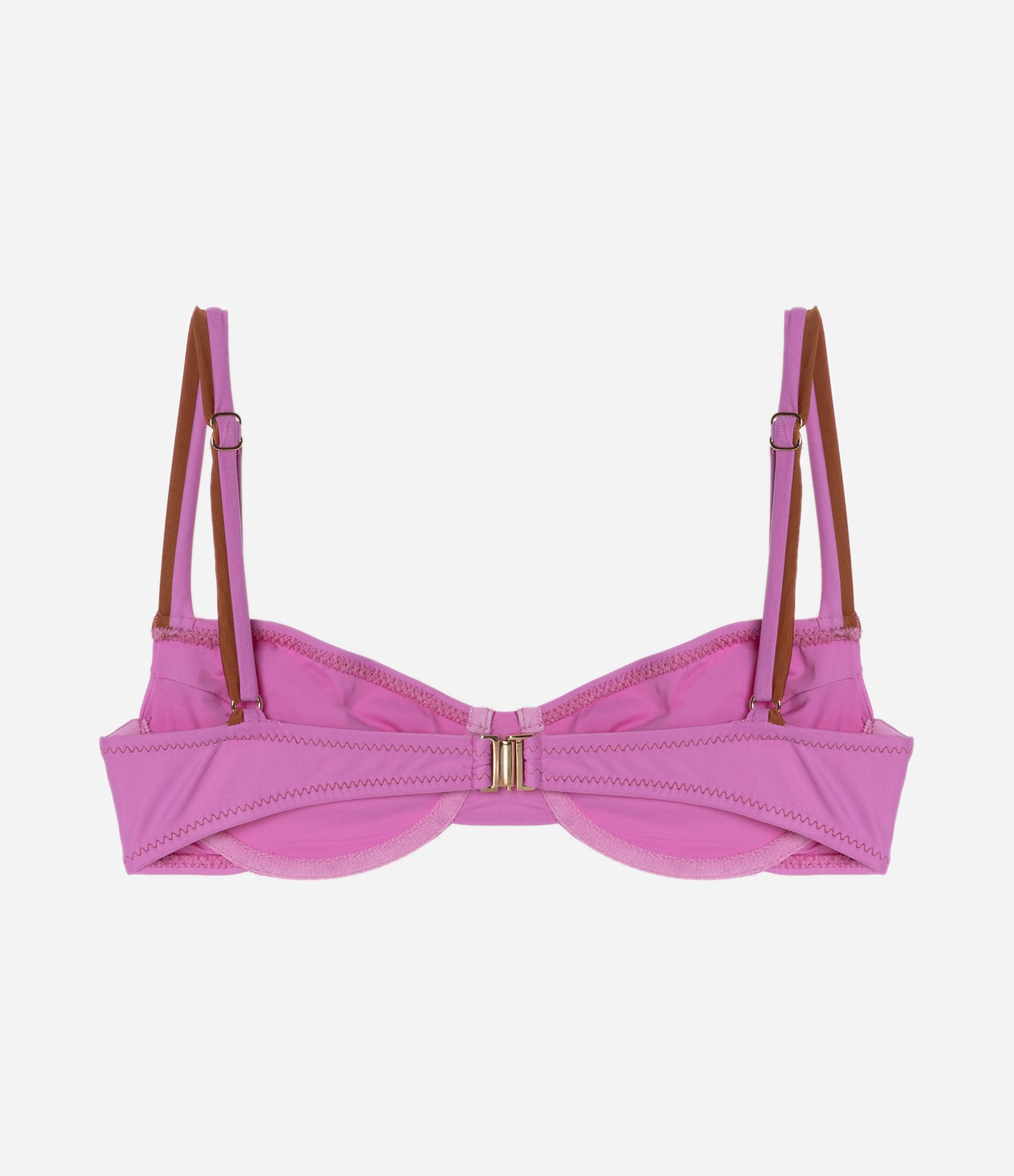 Biquíni Top Meia Taça com Alça Dupla e Costura em Fio Metalizado Rosa 6