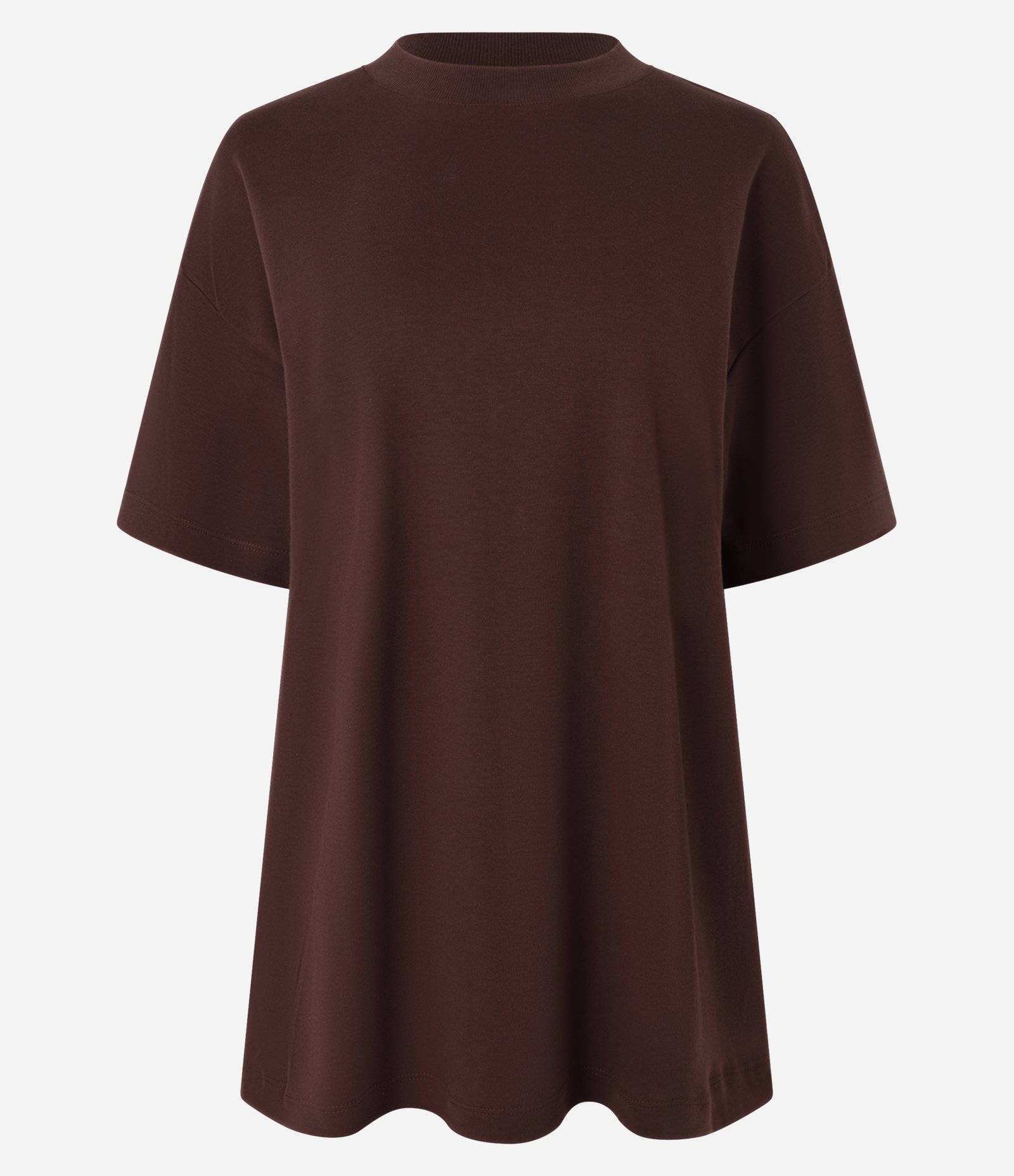 Camiseta Oversized em Suedine e Manga Curta Marrom 1