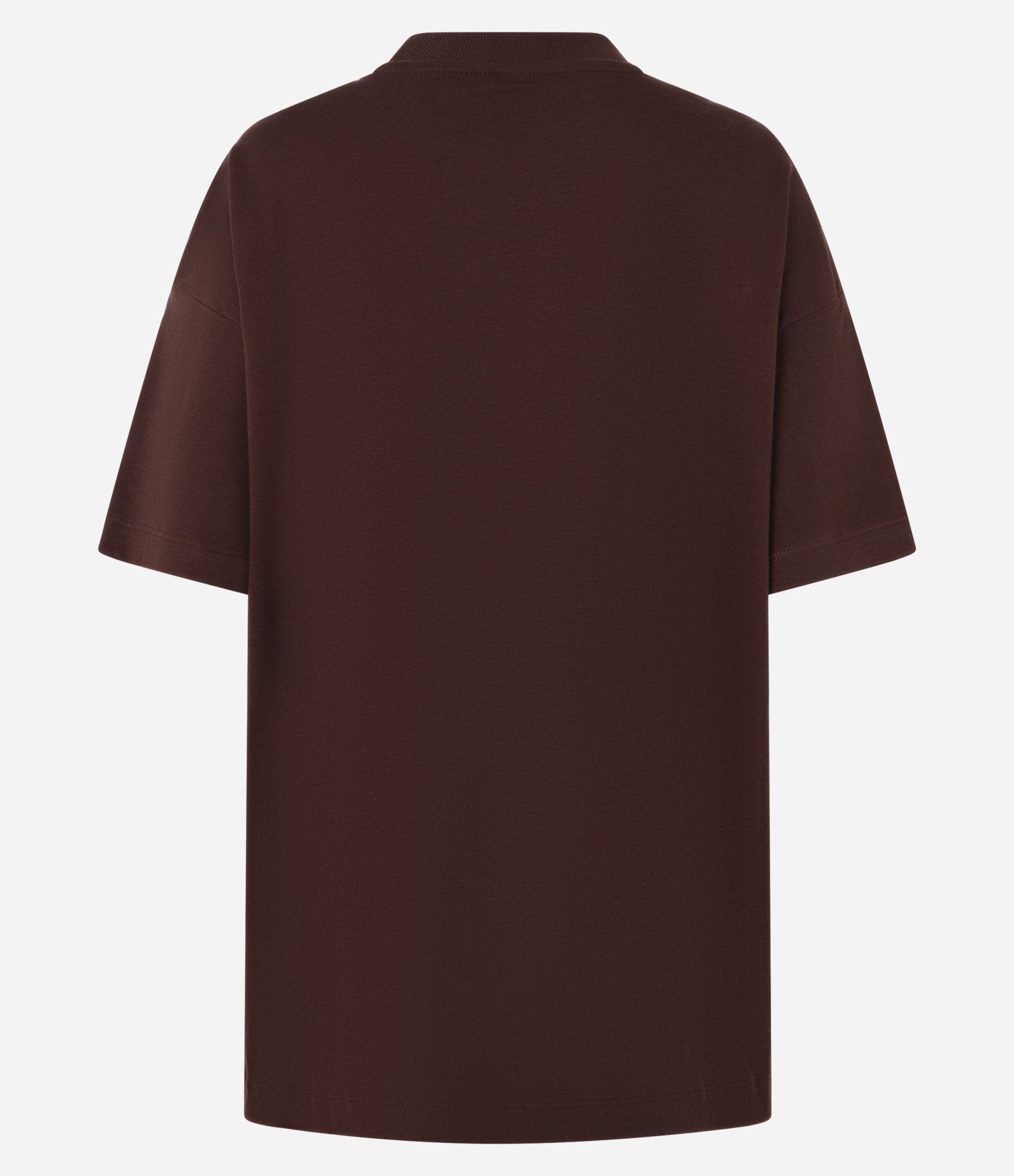 Camiseta Oversized em Suedine e Manga Curta Marrom 2