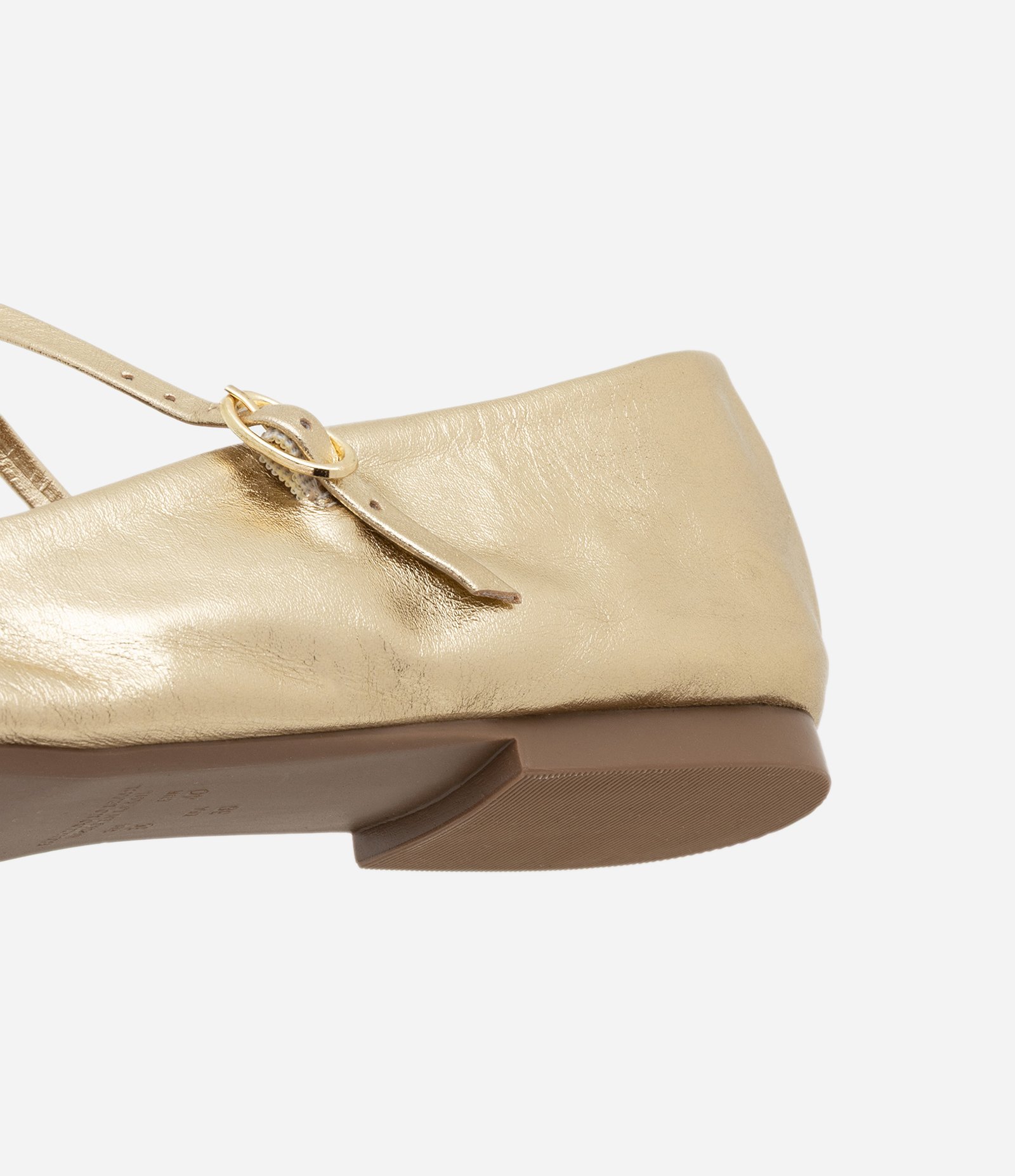 Sapatilha de Couro com Bico Quadrado e Detalhe em Fivela Dourado 3