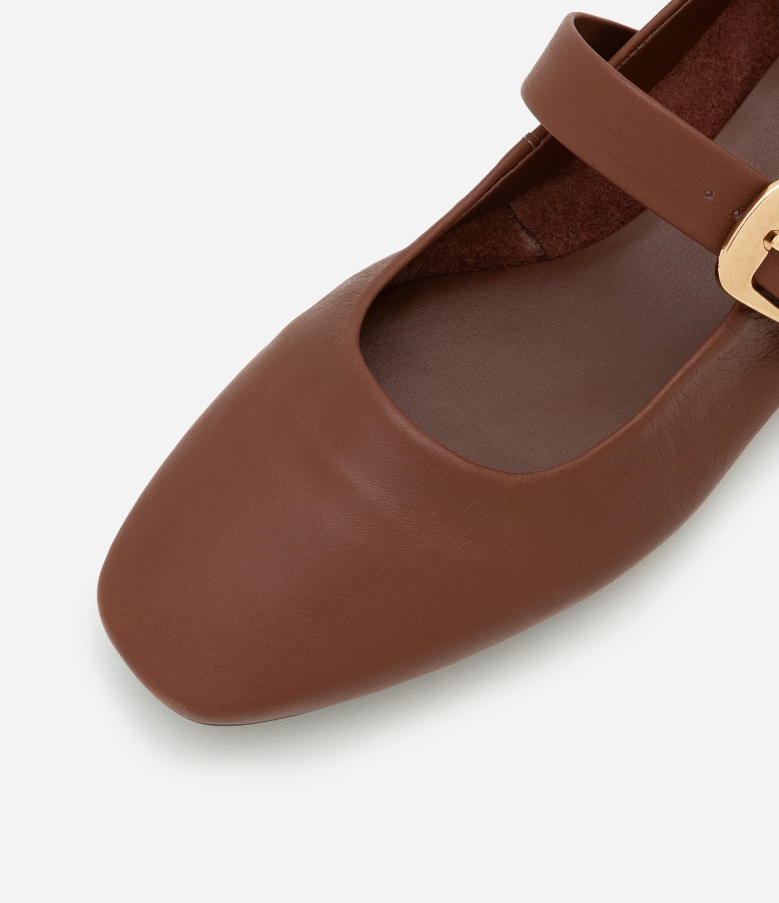 Sapatilha Couro com Fivela Quadrada Marrom 4