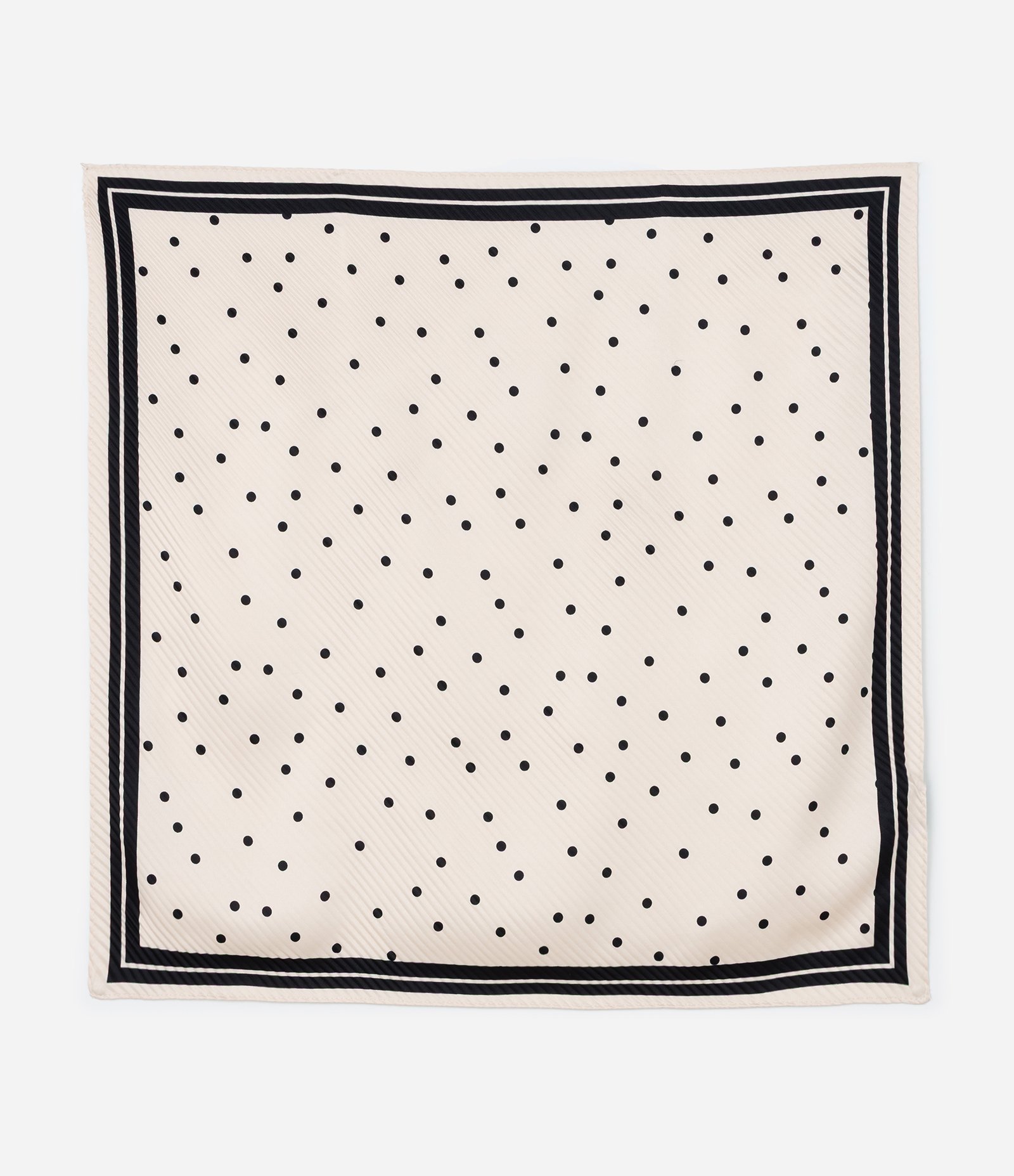 Lenço Quadrado Plissado com Estampa Poá Off White 1