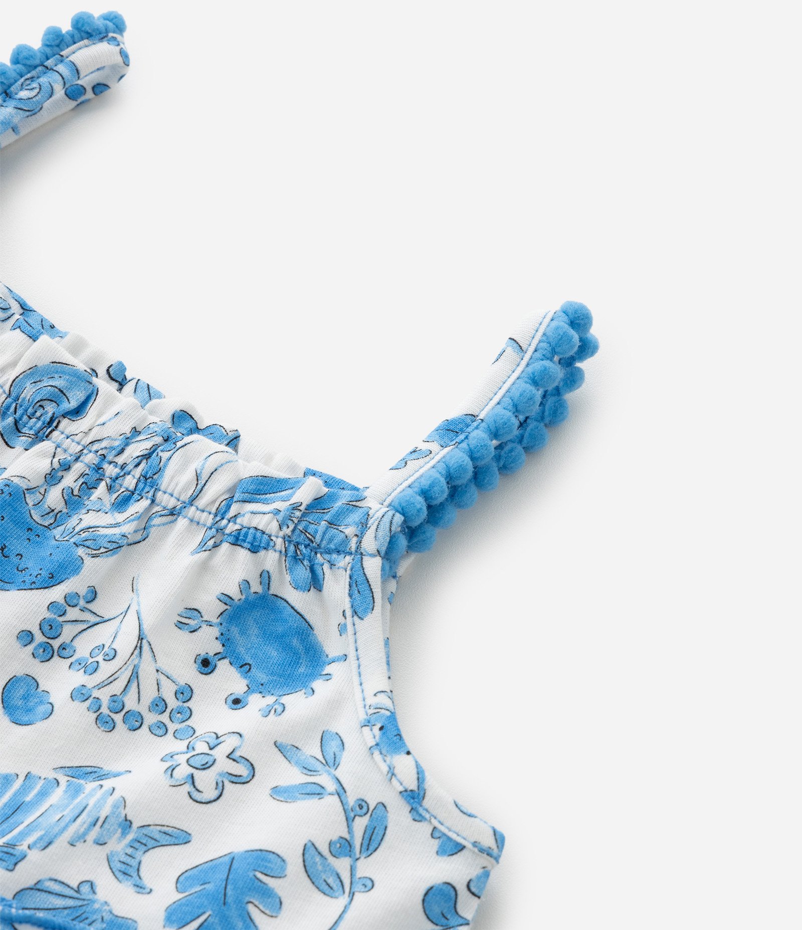 Vestido Infantil Marias com Estampa Fundo do Mar - Tam 1 a 6 Anos Branco/Azul 5