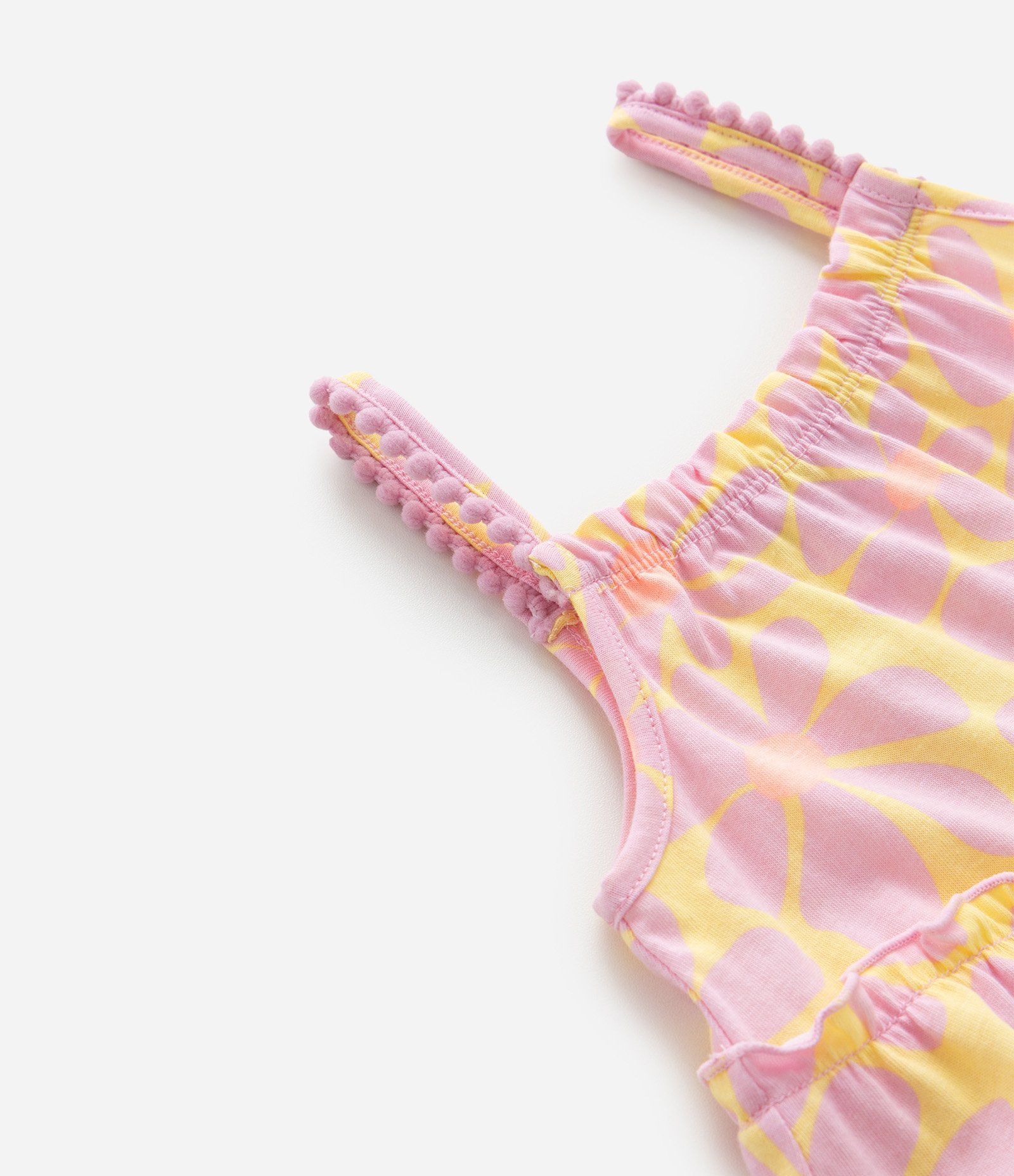 Vestido Infantil Marias com Estampa de Flores - Tam 1 a 6 Anos Amarelo/Rosa 5