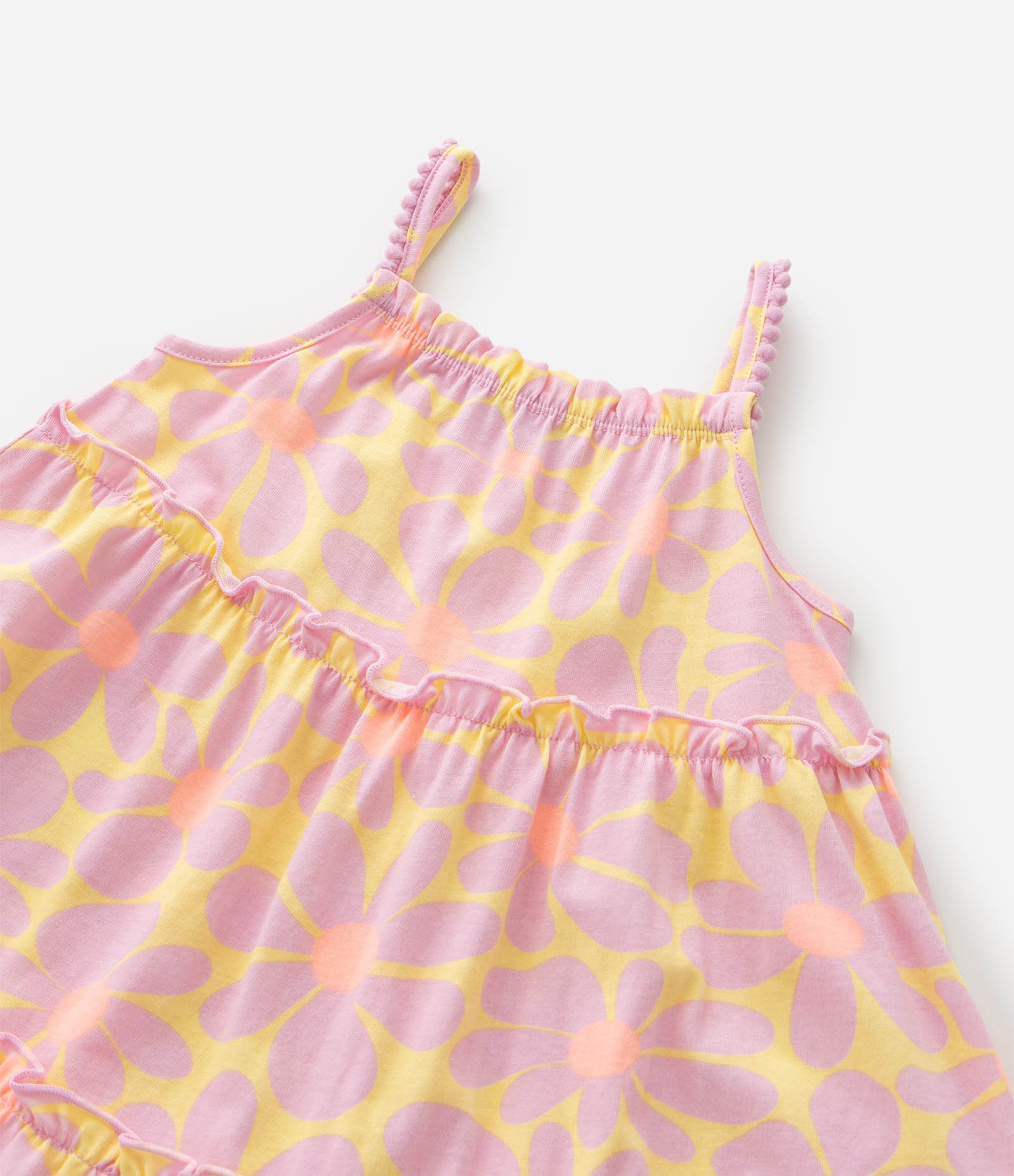 Vestido Infantil Marias com Estampa de Flores - Tam 1 a 6 Anos Amarelo/Rosa 6