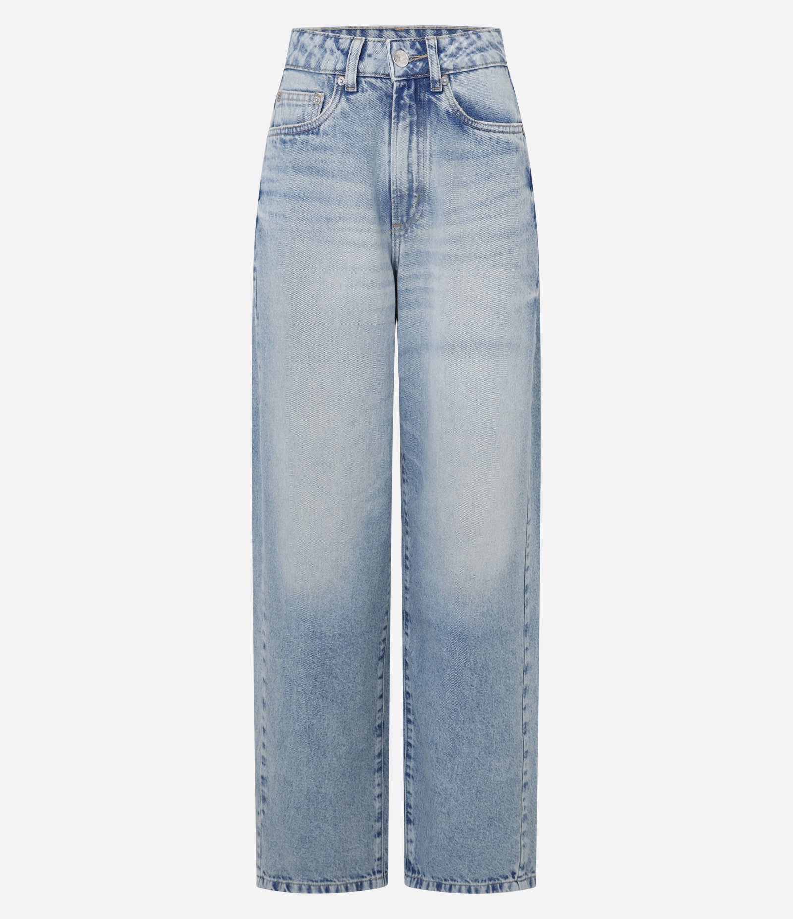 Calça Baggy em Jeans com Passantes e Bolsos Claro 6