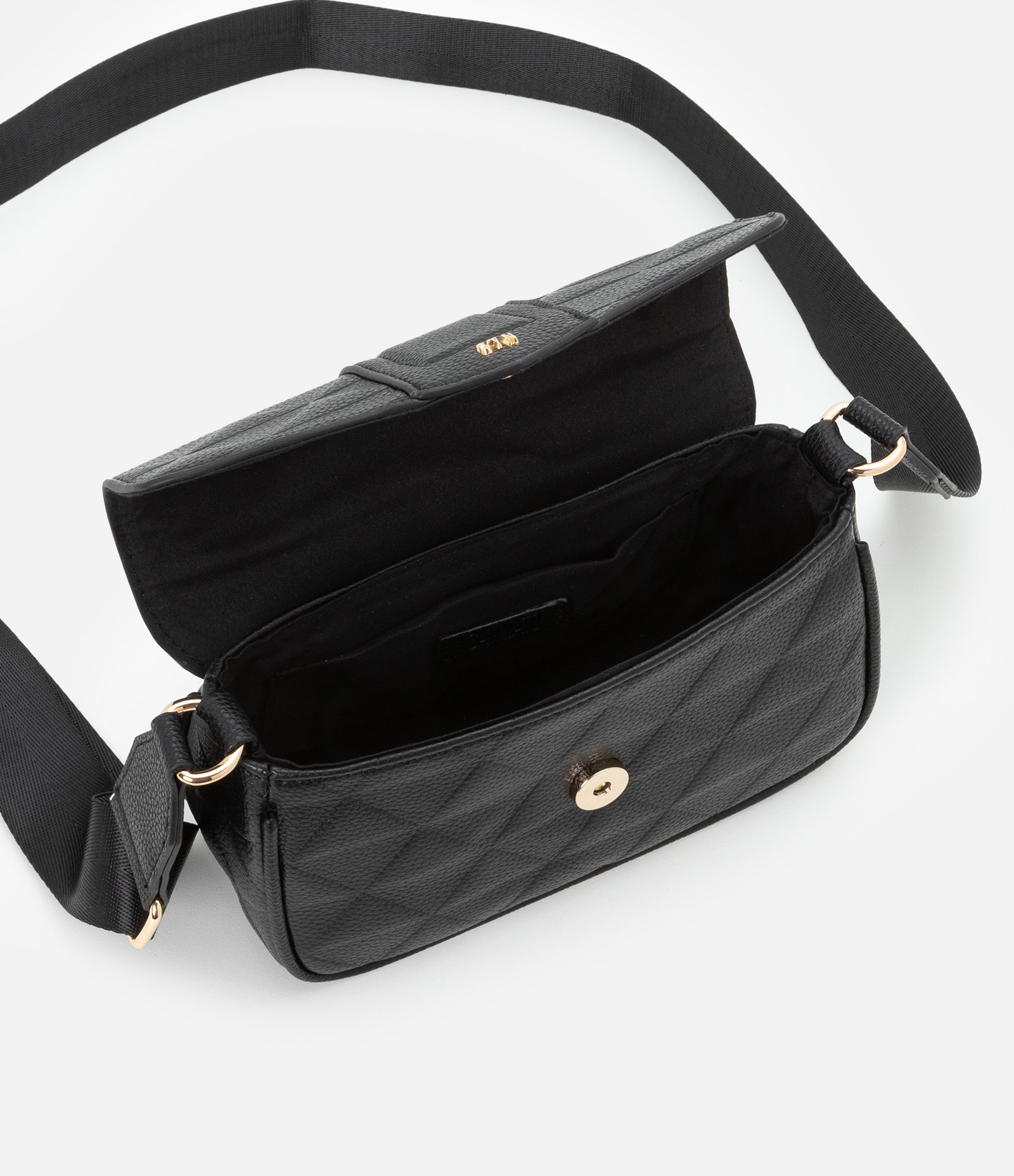 Bolsa Transversal Média com Tampa e Textura Embossed Preto 6