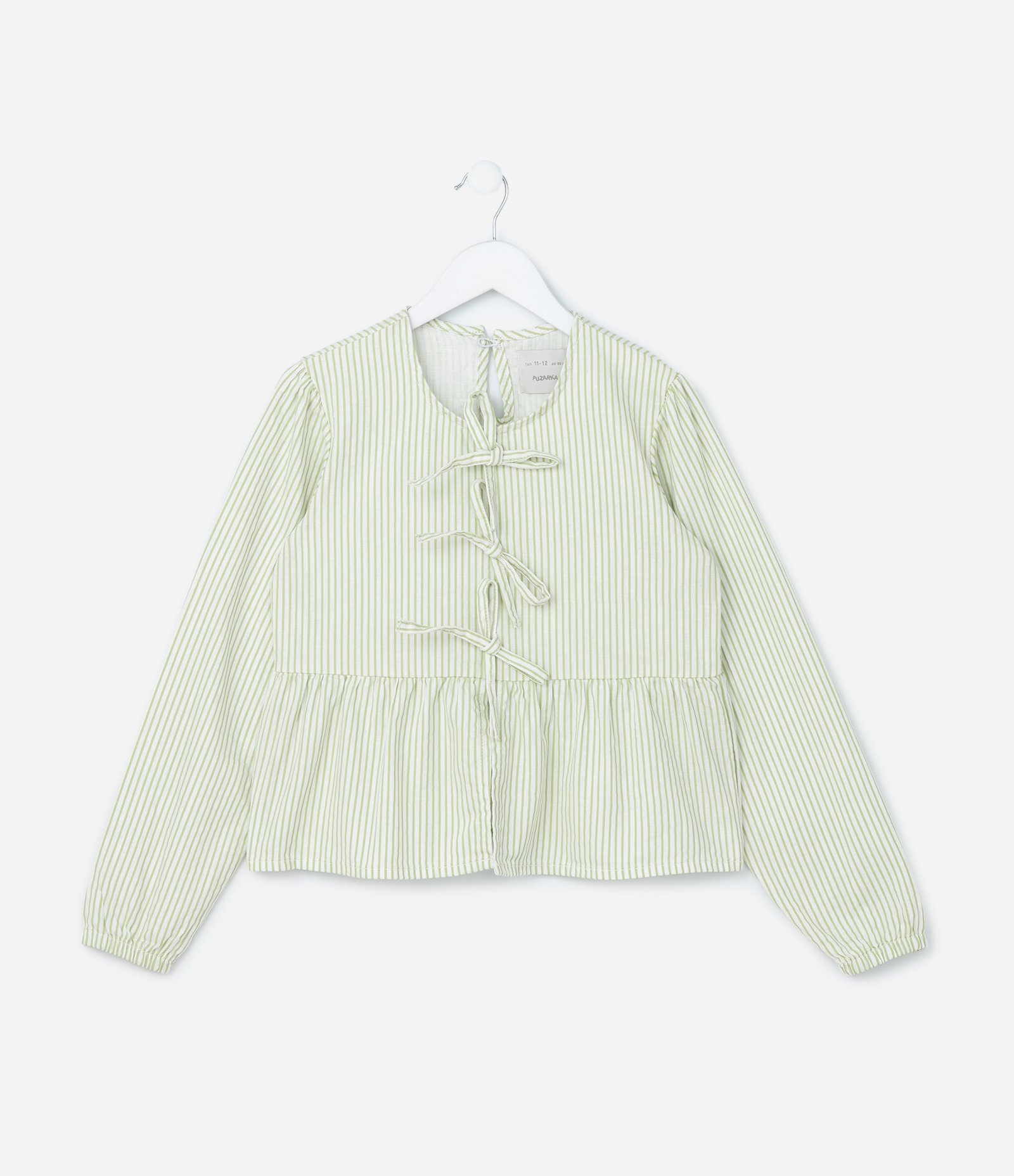 Blusa Infantil com Lacinhos e Listras - Tam 5 a 14 Anos Verde 2