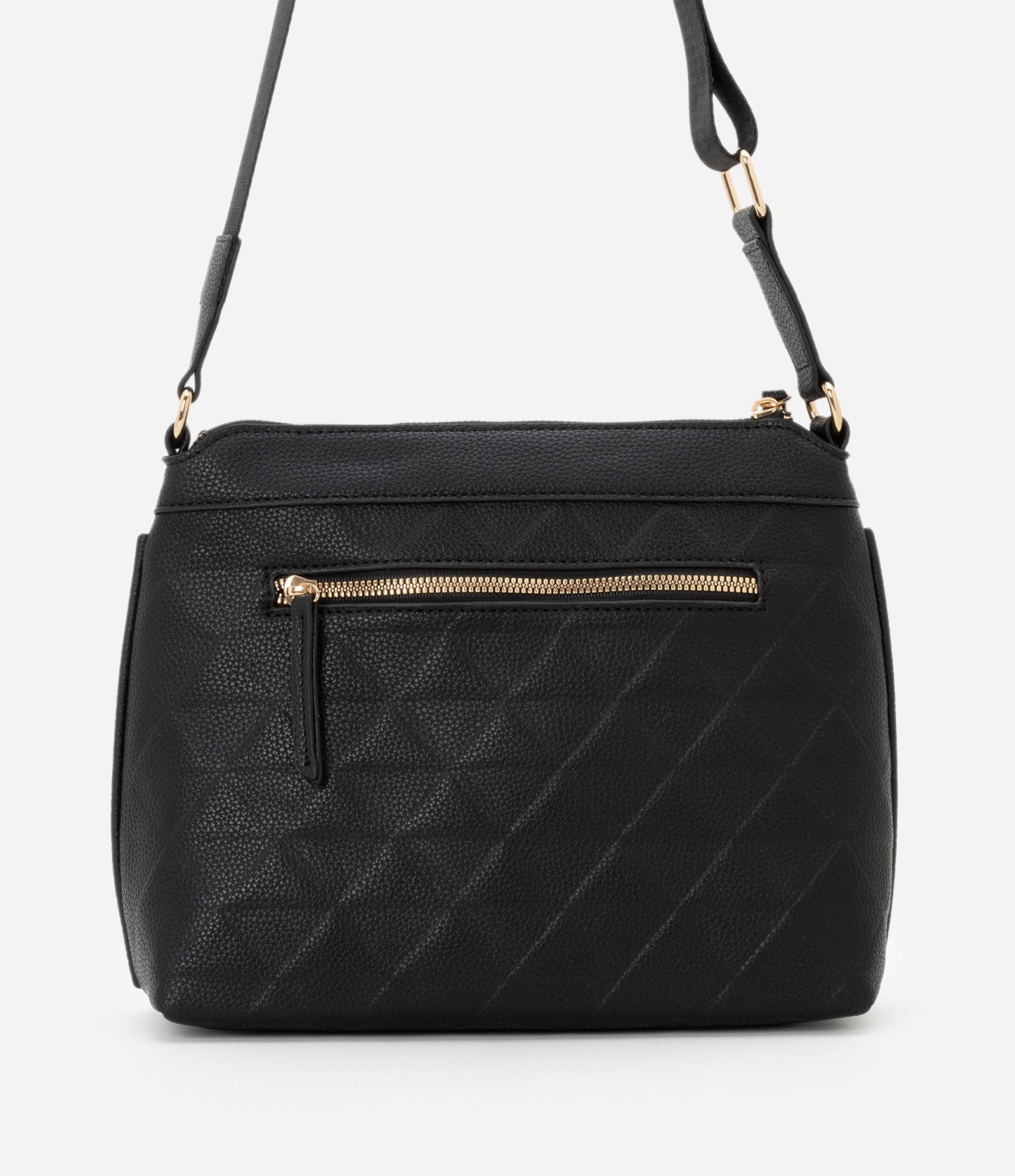 Bolsa Transversal Postman Média com Efeito Embossed e Alça de Gorgorão Preto 3