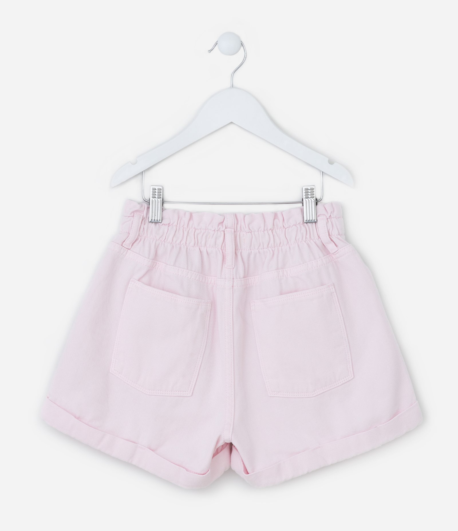 Short Clochard Infantil em Sarja com Cós Elástico - Tam 5 a 14 anos Rosa Claro 3