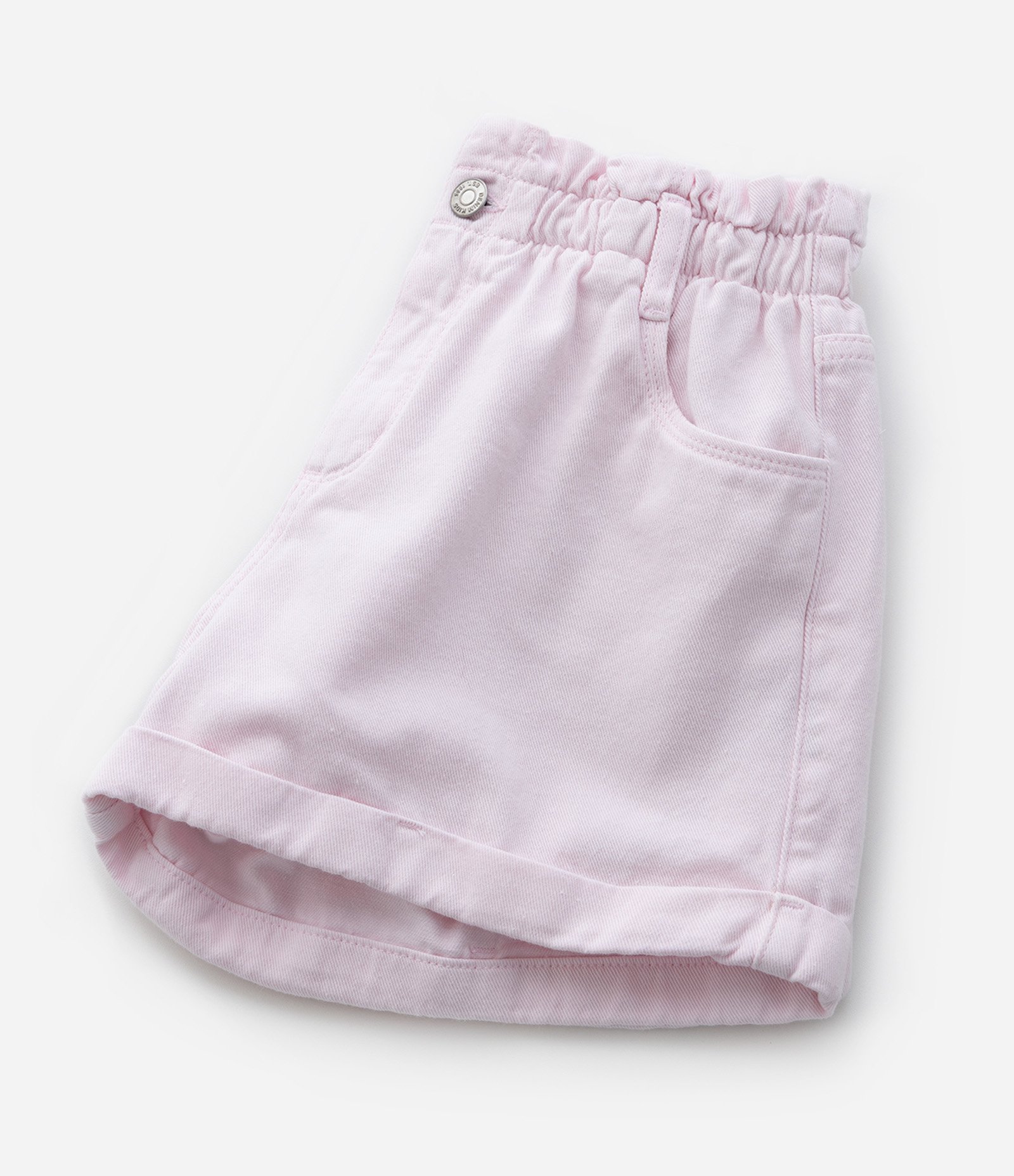Short Clochard Infantil em Sarja com Cós Elástico - Tam 5 a 14 anos Rosa Claro 6